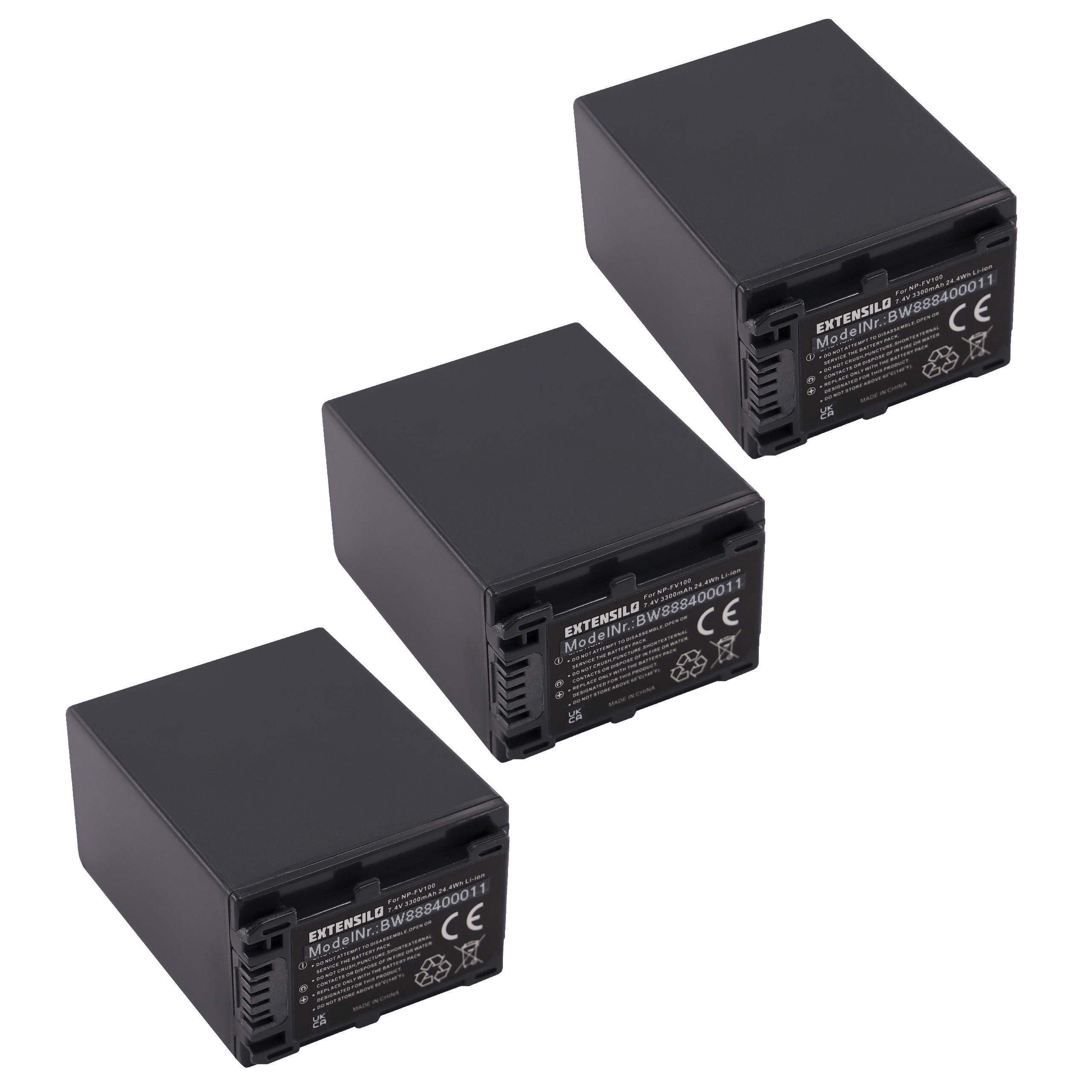 DCR-SX44, DCR-SX44/L, 3300 Sony für DCR-SX44/E, DCR-SX43R, mAh Kamera-Akku Extensilo passend