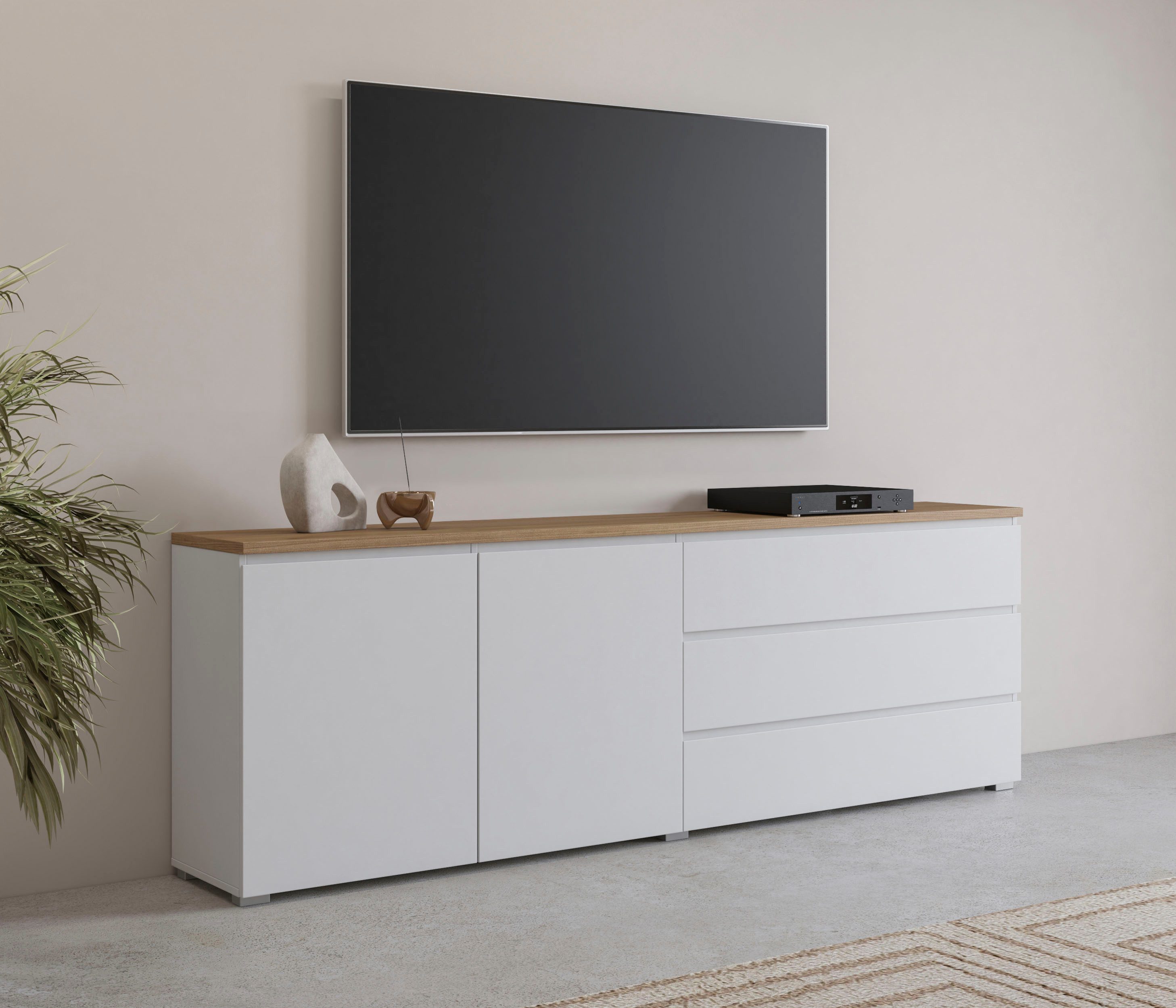 INOSIGN Sideboard Modo, Breite 200 cm, moderne grifflose Kommode 2Türen/3 S günstig online kaufen