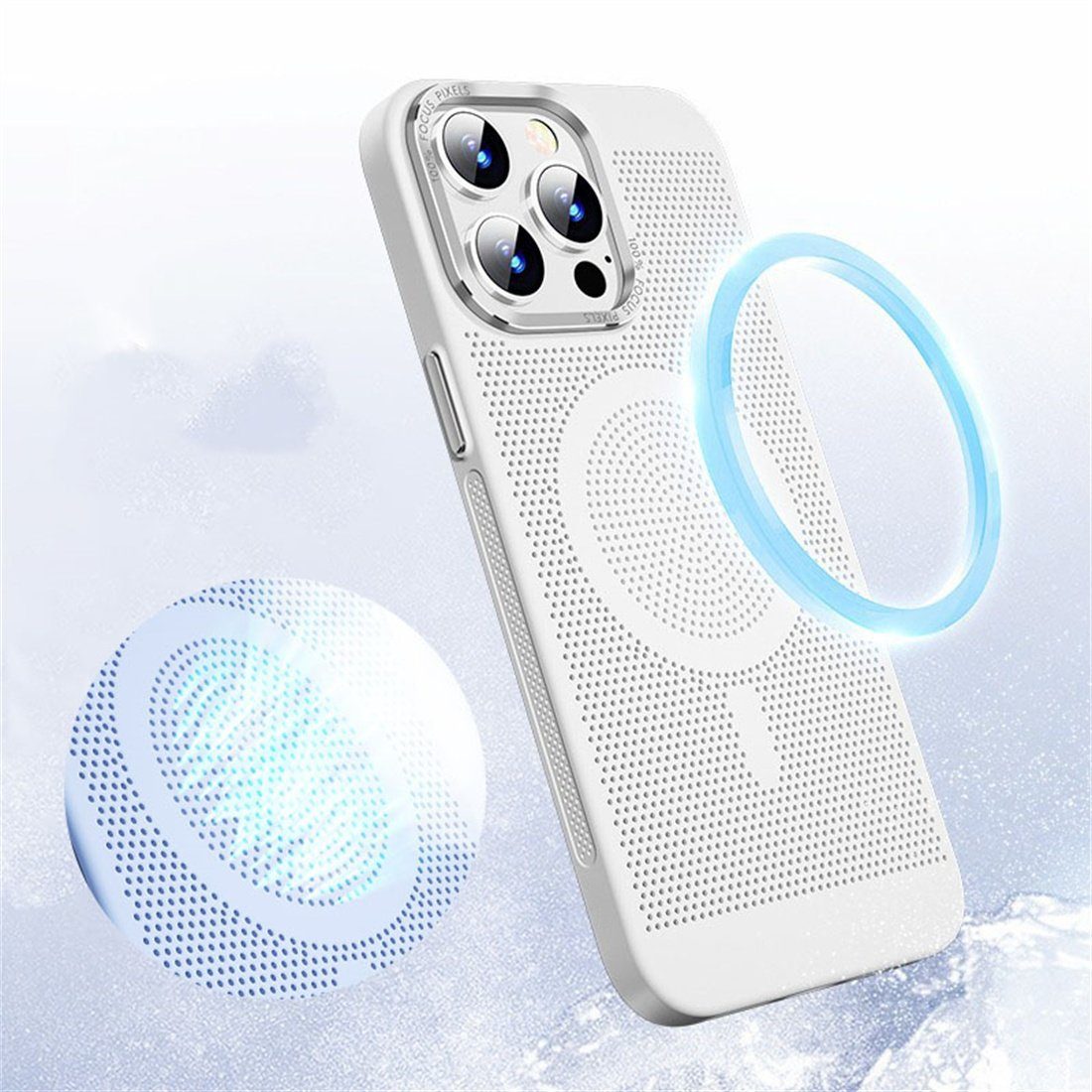 DÖRÖY Handytasche Handy-Hüllen Für iPhone Saughülle Weiß 14 Plus,Wärmeschutzhülle,Magnetische