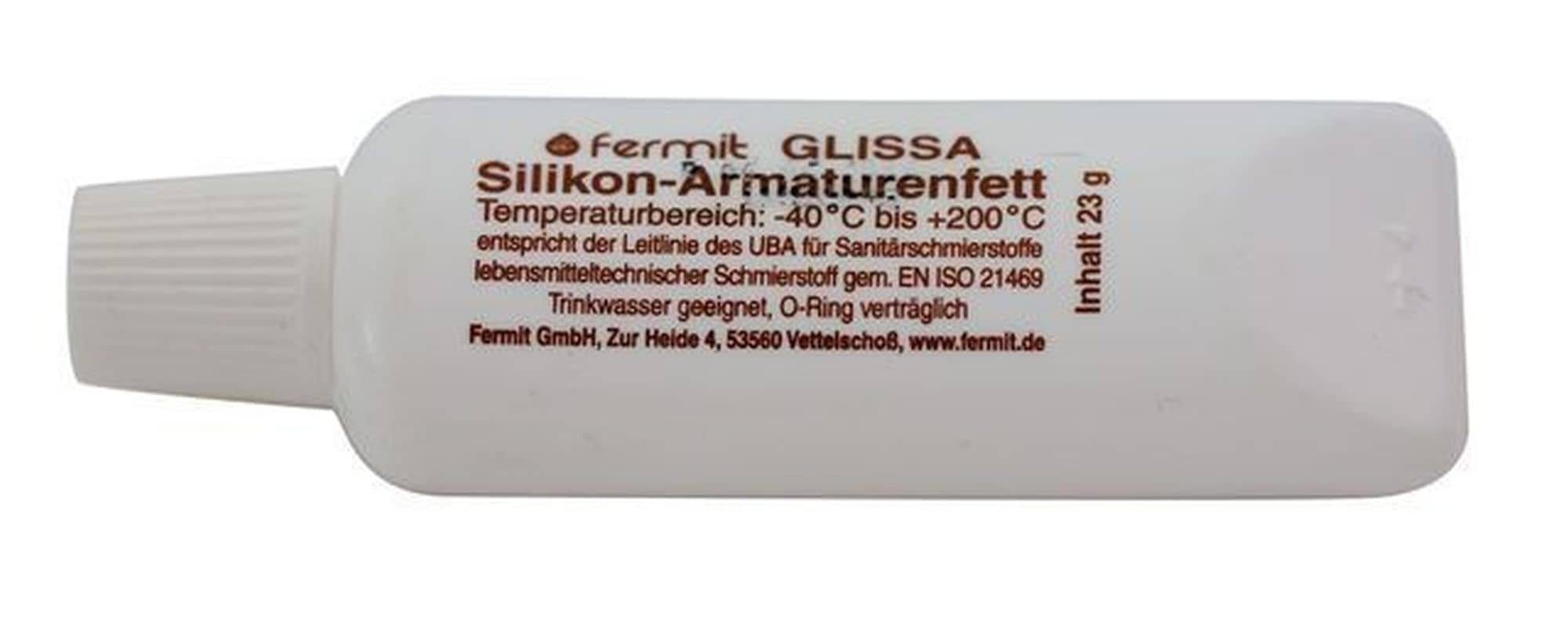 Fermit Schmierfett, 23 g, Silikonfett Glissa für Trinkwasser geeignet, in der Tube