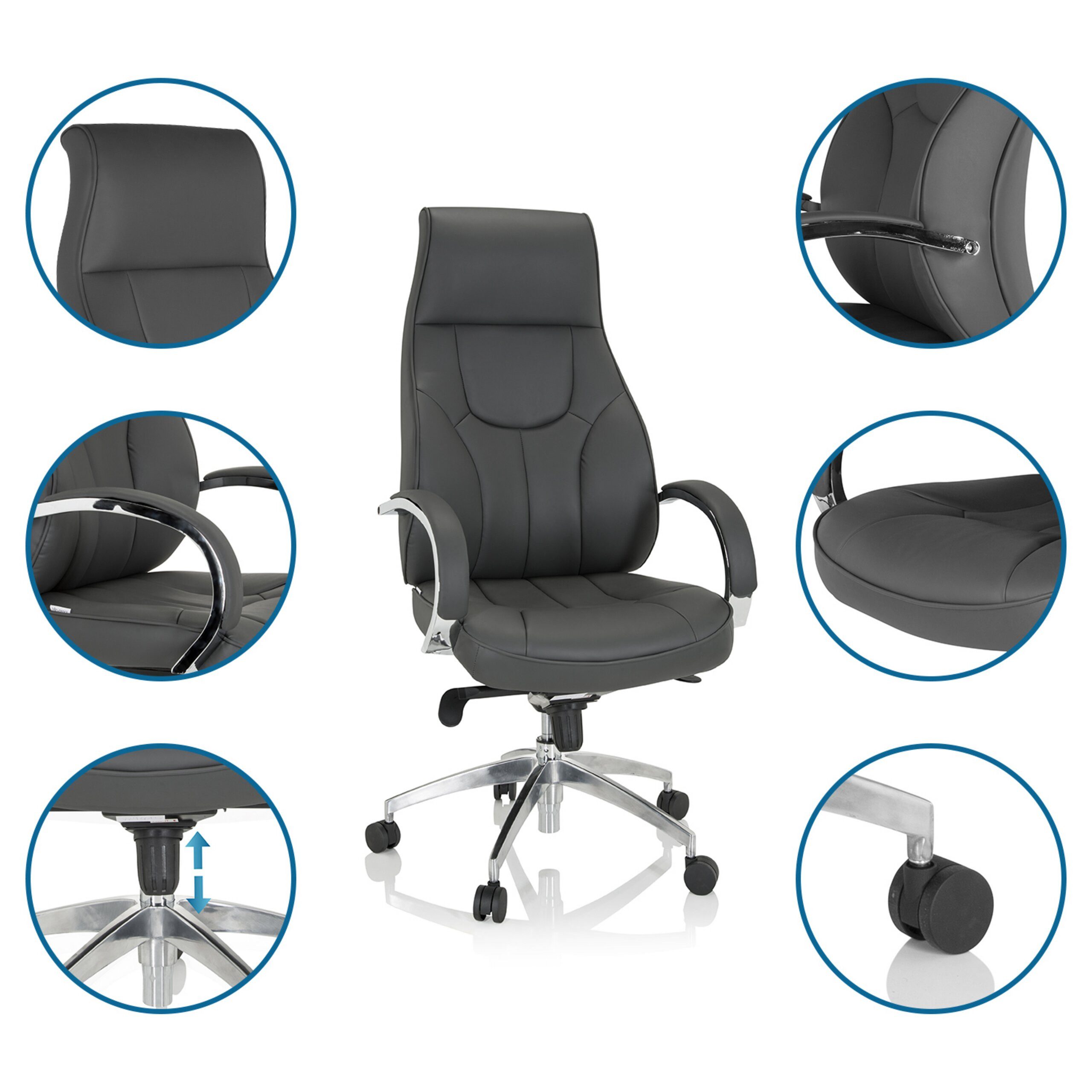 hjh OFFICE Chefsessel Profi Chefsessel Elegance I Kunstleder, Drehstuhl Bürostuhl ergonomisch