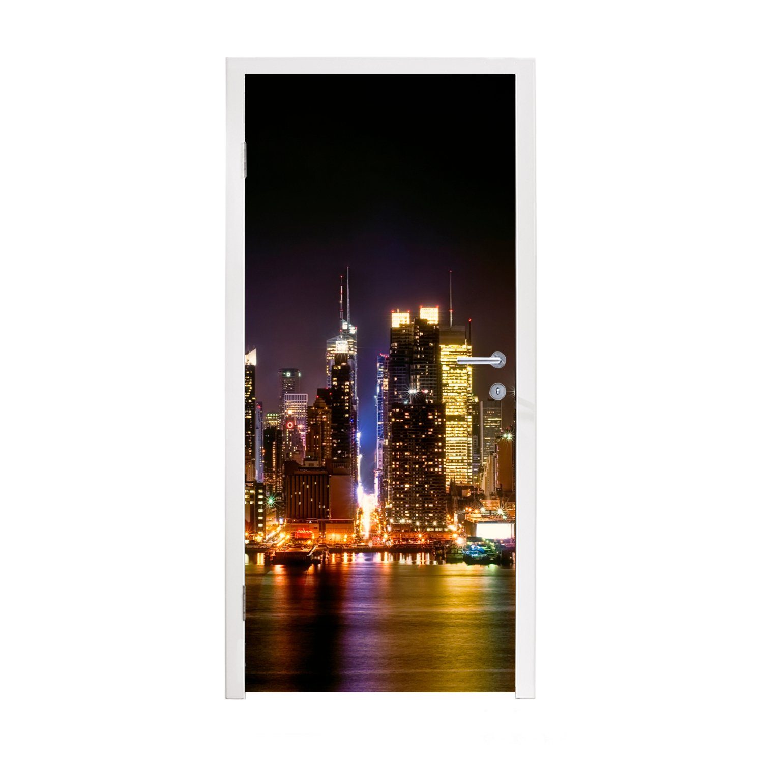 MuchoWow Türtapete New York - Skyline - Farben, Matt, bedruckt, (1 St), Fototapete für Tür, Türaufkleber, 75x205 cm