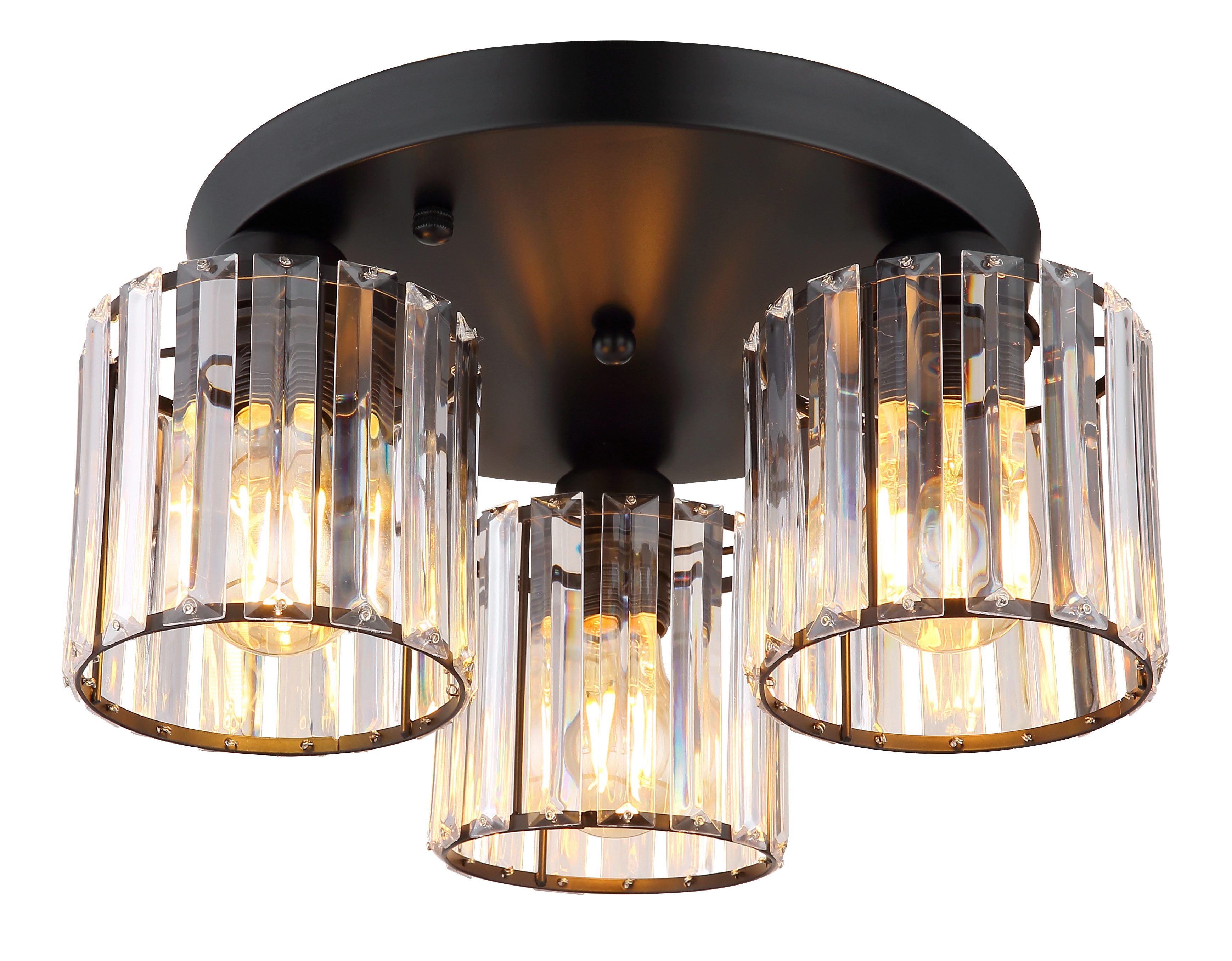 GLOBO LIGHTING Deckenleuchte JORDANA, ohne Leuchtmittel, Deckenlampe schwarz Acrylkristalle DM 35cm Wohnzimmer