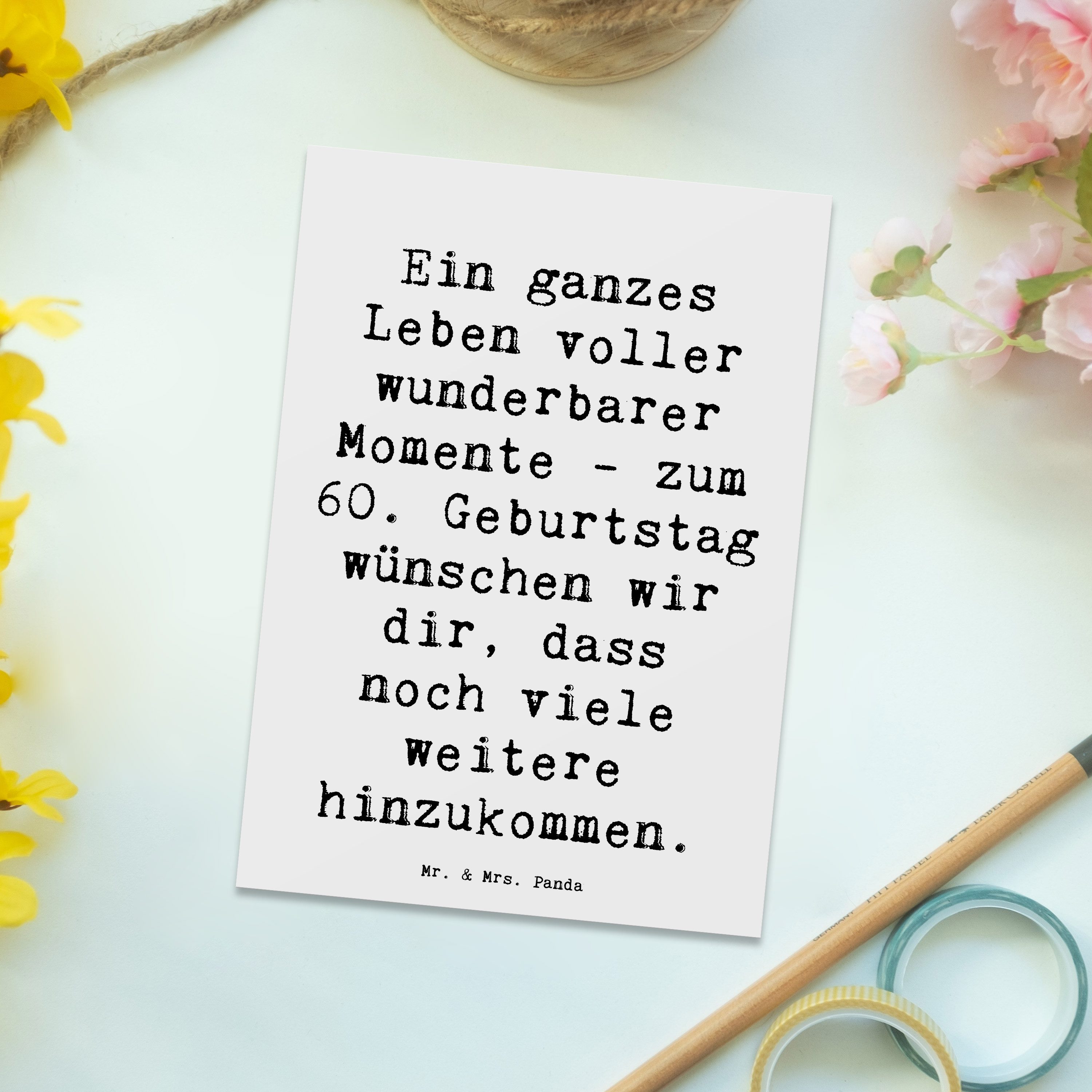 Thumbnail - Mr. & Mrs. Panda Postkarte Spruch 60. Geburtstag Momente - Weiß - Geschenk, Freude, Geburtstag A