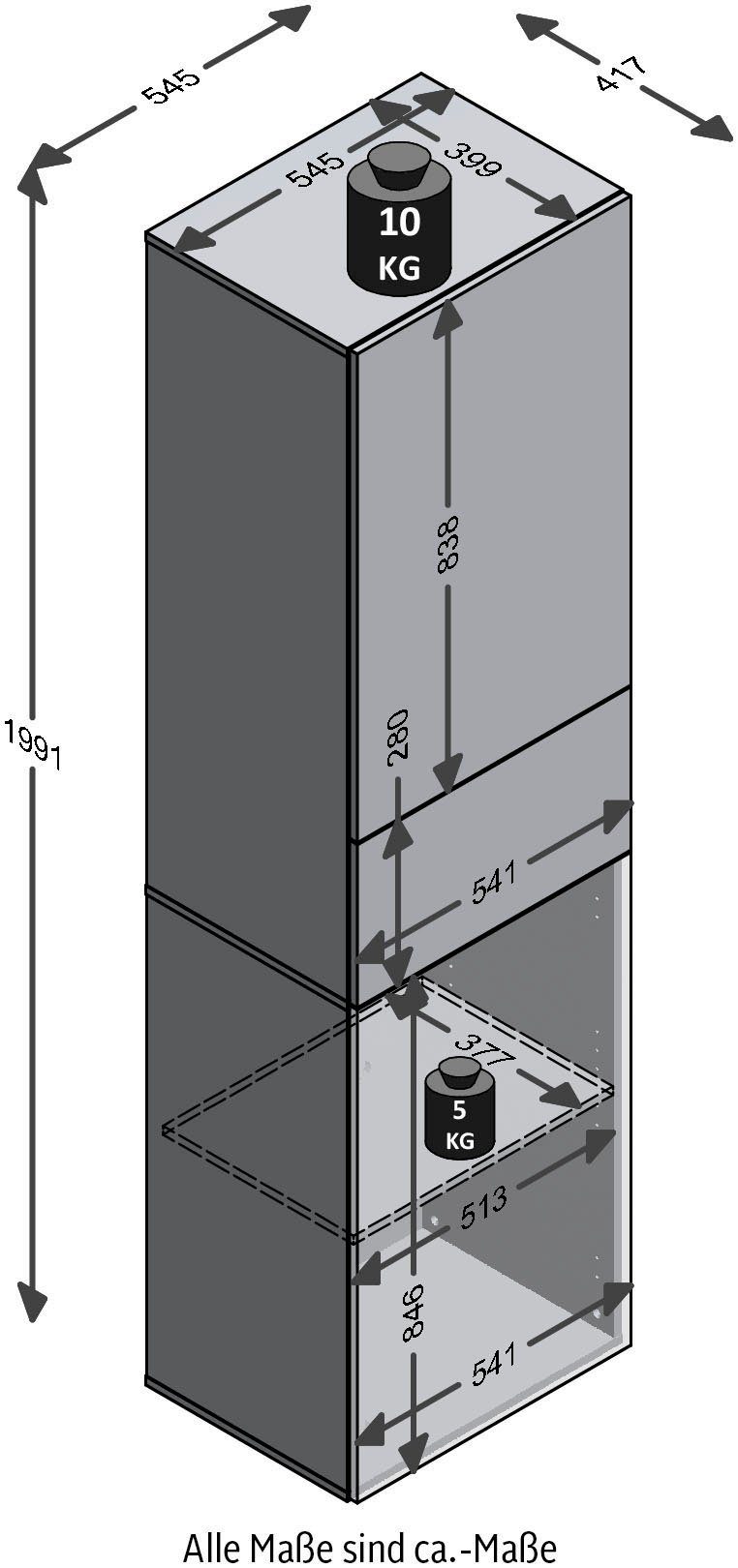 FMD Garderobenschrank Belm Garderobenschrank mit Kleiderauszug und 2 Türen, 55 cm – Bild 5 von 5