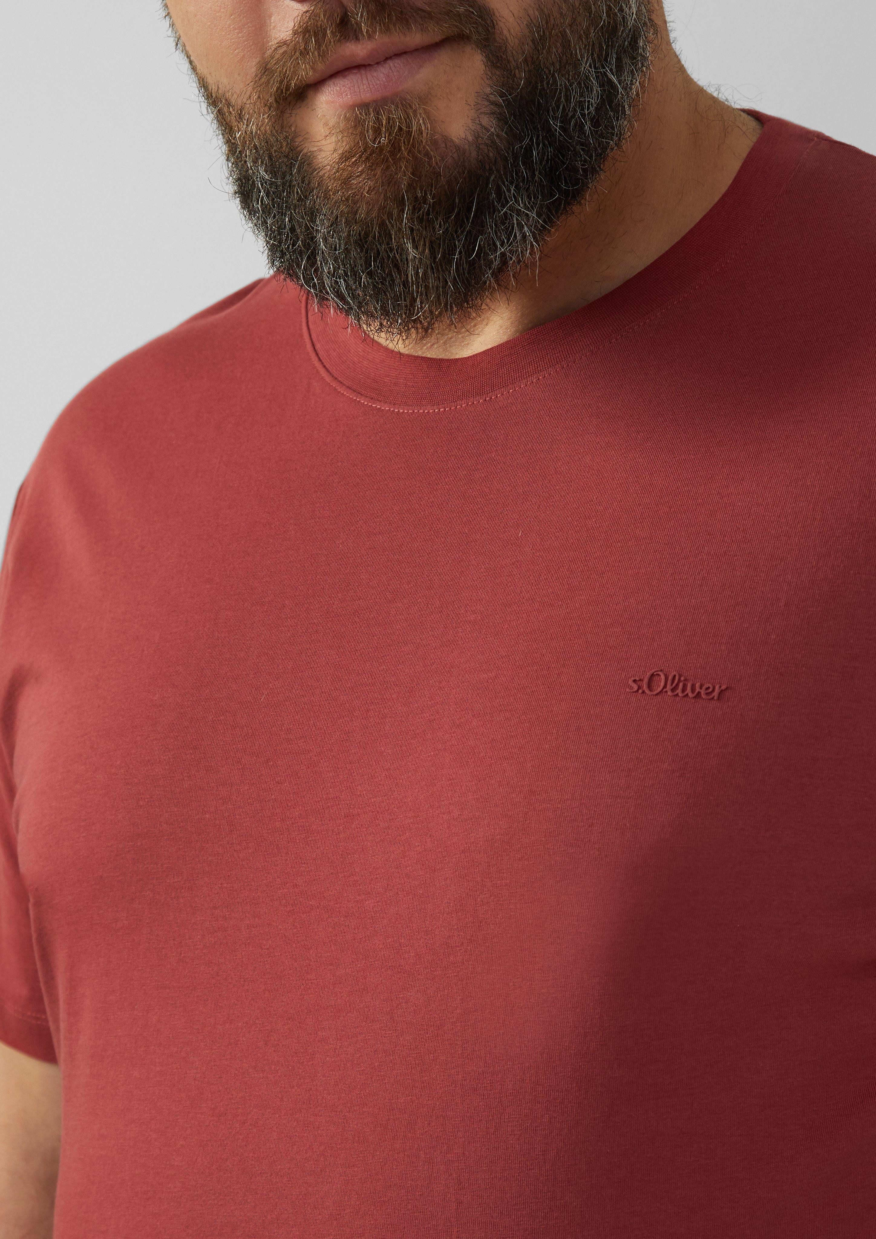 s.Oliver Kurzarmshirt Baumwoll-T-Shirt mit kleinem Logo-Print günstig online kaufen
