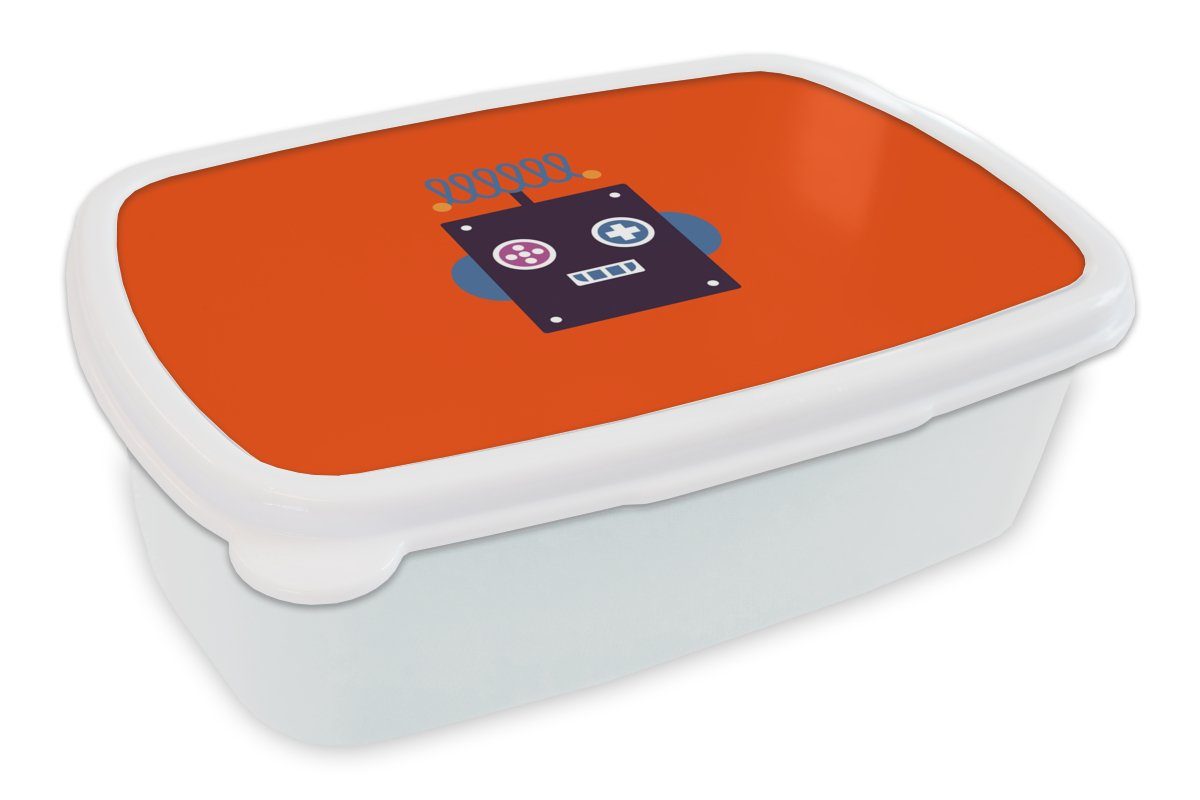 Kunststoff, für Rot (2-tlg), weiß und Roboter Brotbox - Jungen Brotdose, für MuchoWow und - Kinder Gesicht - Kinder, Formen Erwachsene, Jungs Lunchbox - - Mädchen