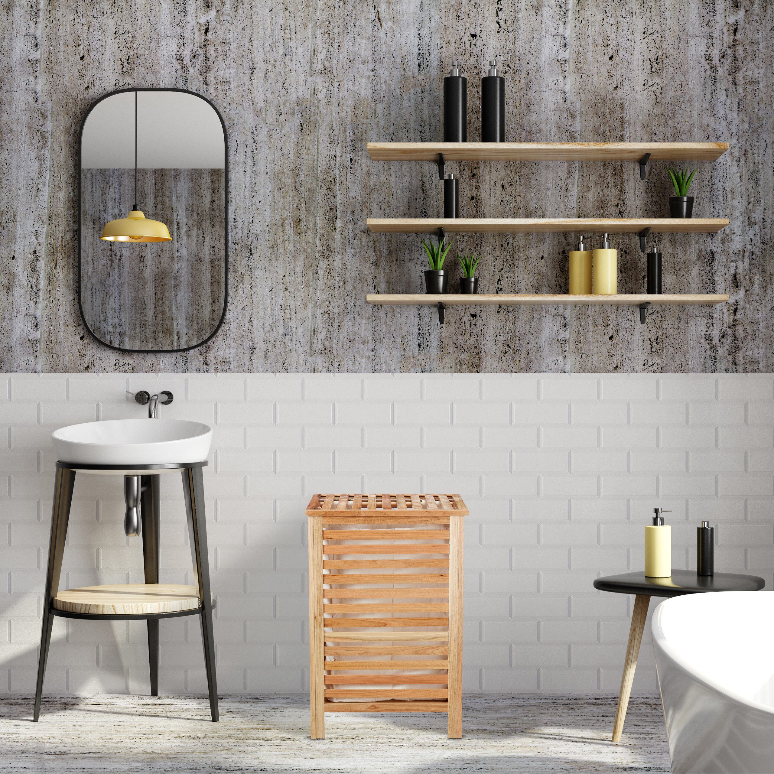 relaxdays Wäschetruhe Walnuss günstig online kaufen