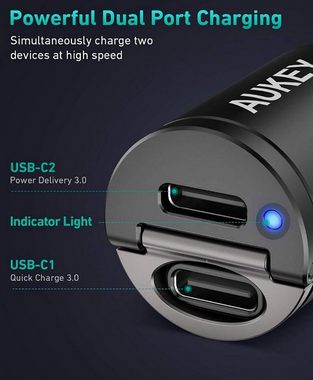 AUKEY Zigarettenanzünder KFZ Ladegerät Ladeadapter Charger KFZ-Adapter, 12V, 24V, USB, USB-C, Power Delivery 3.0, Quick Charge 3.0