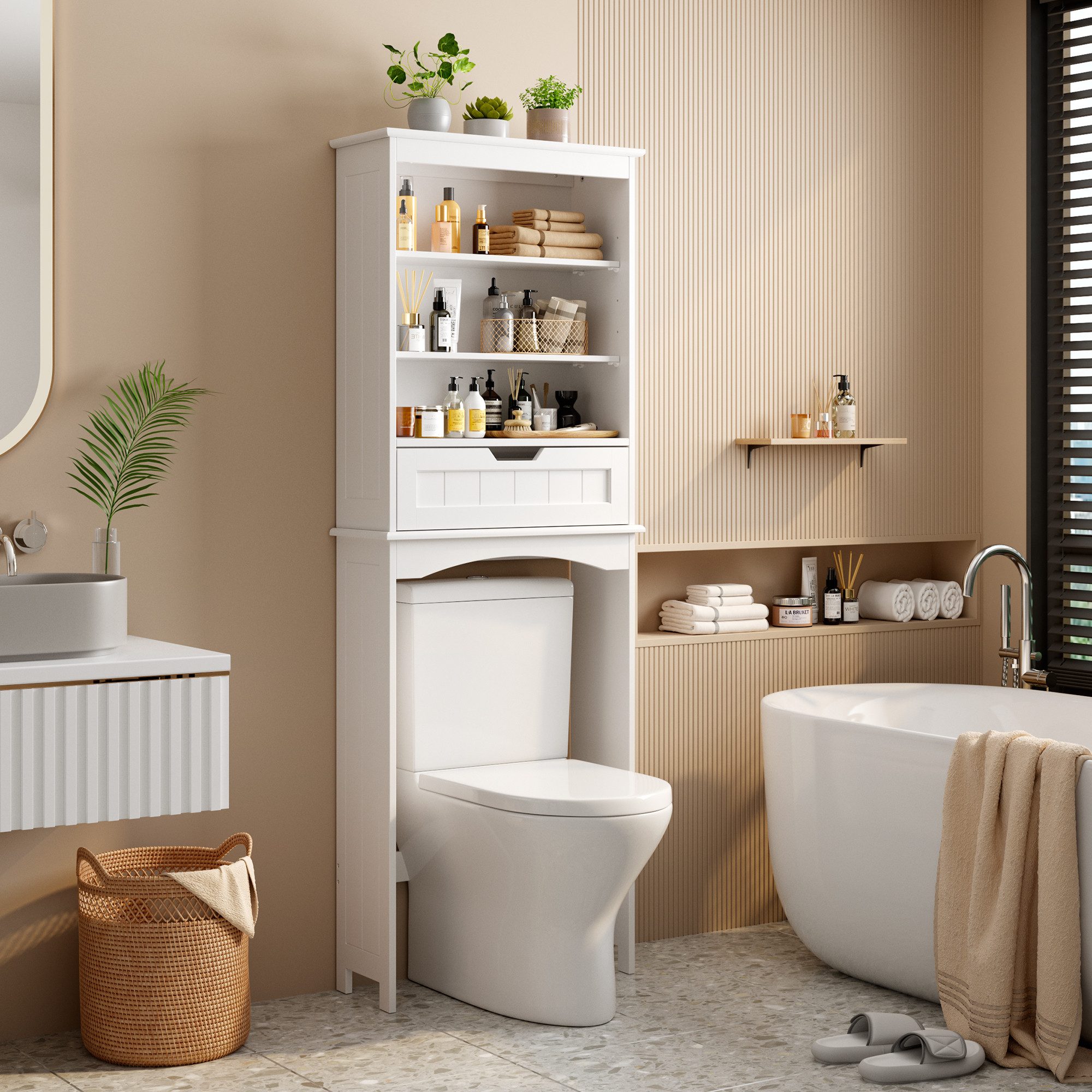 Bealife Badregal,Toilettenregal, WC-Schrank mit Verstellbares Regal günstig online kaufen