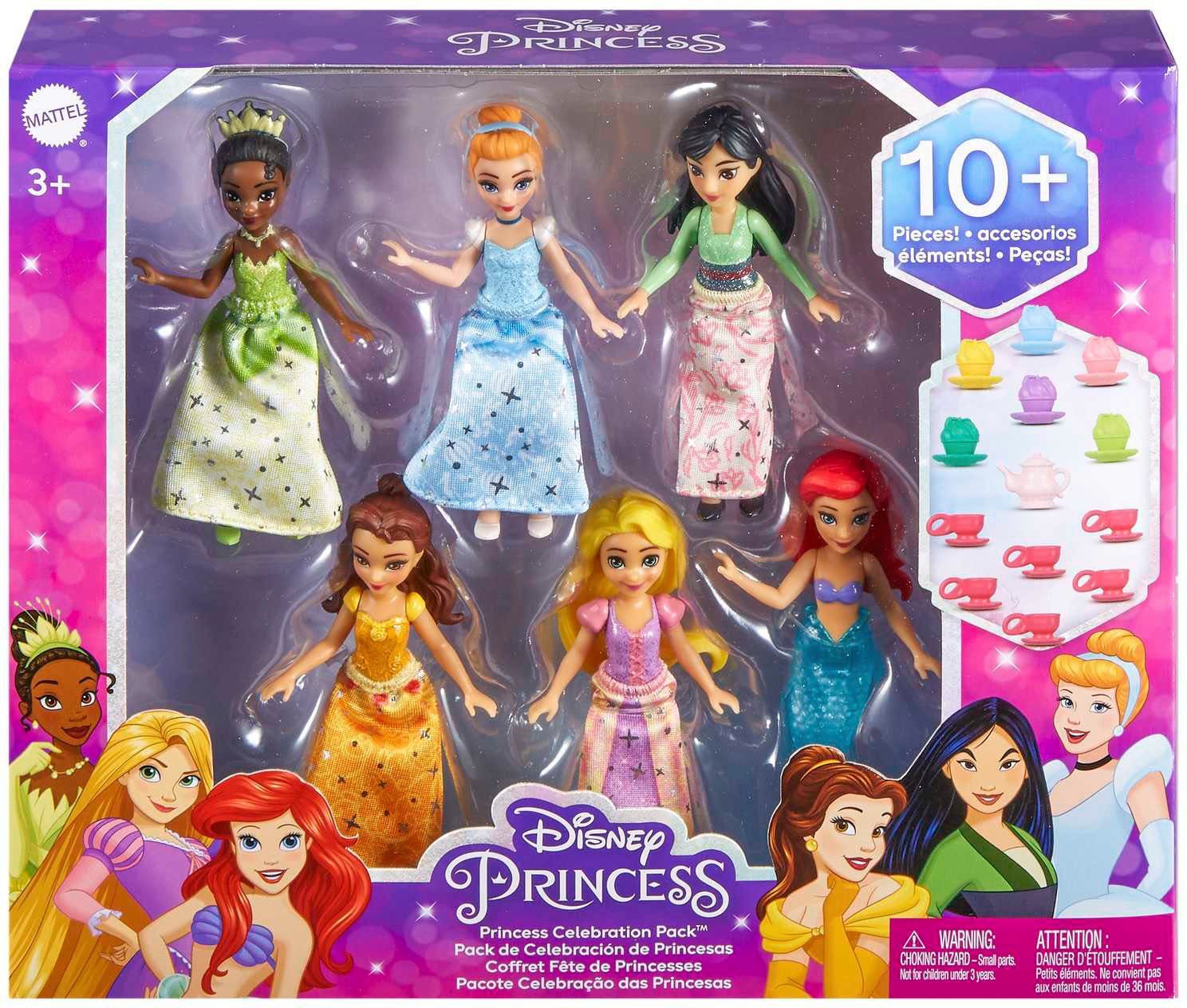6 Disney Mattel® (Set, 6-tlg) kleine Accessoires Minipuppe Puppen Princess, mit