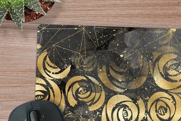 MuchoWow Gaming Mauspad Marmor - Gold - Rose - Muster (1-St), Mousepad mit Rutschfester Unterseite, Gaming, 40x40 cm, XXL, Großes