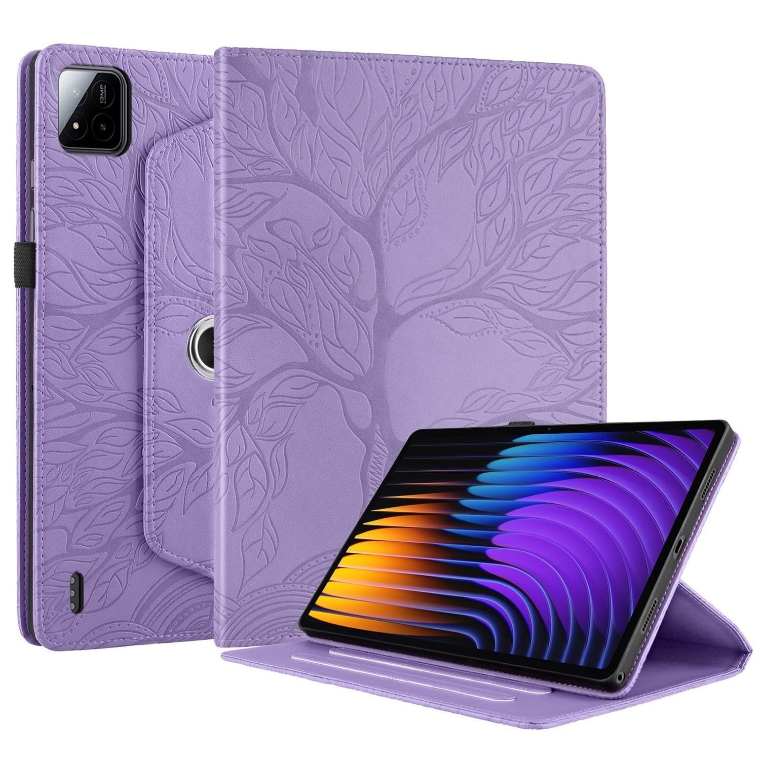 Tablet-Hülle Für Xiaomi Pad 7 / 7 Pro 360 Grad Baum Motiv Kunstleder Tasche Lila