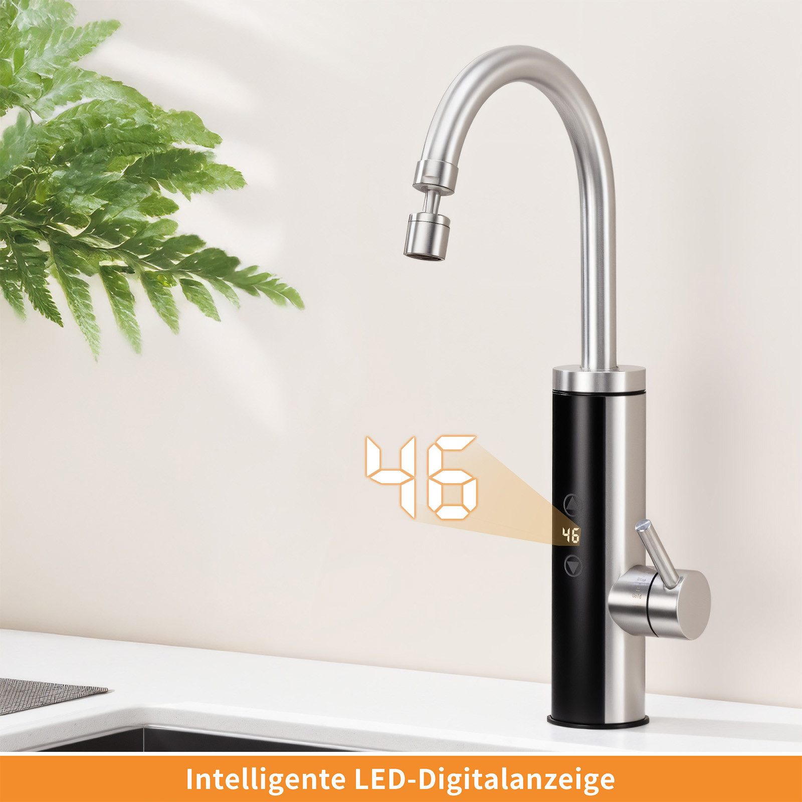 HOMELODY Küchenarmatur mit Durchlauferhitzer, Wasserhahn 360° günstig online kaufen