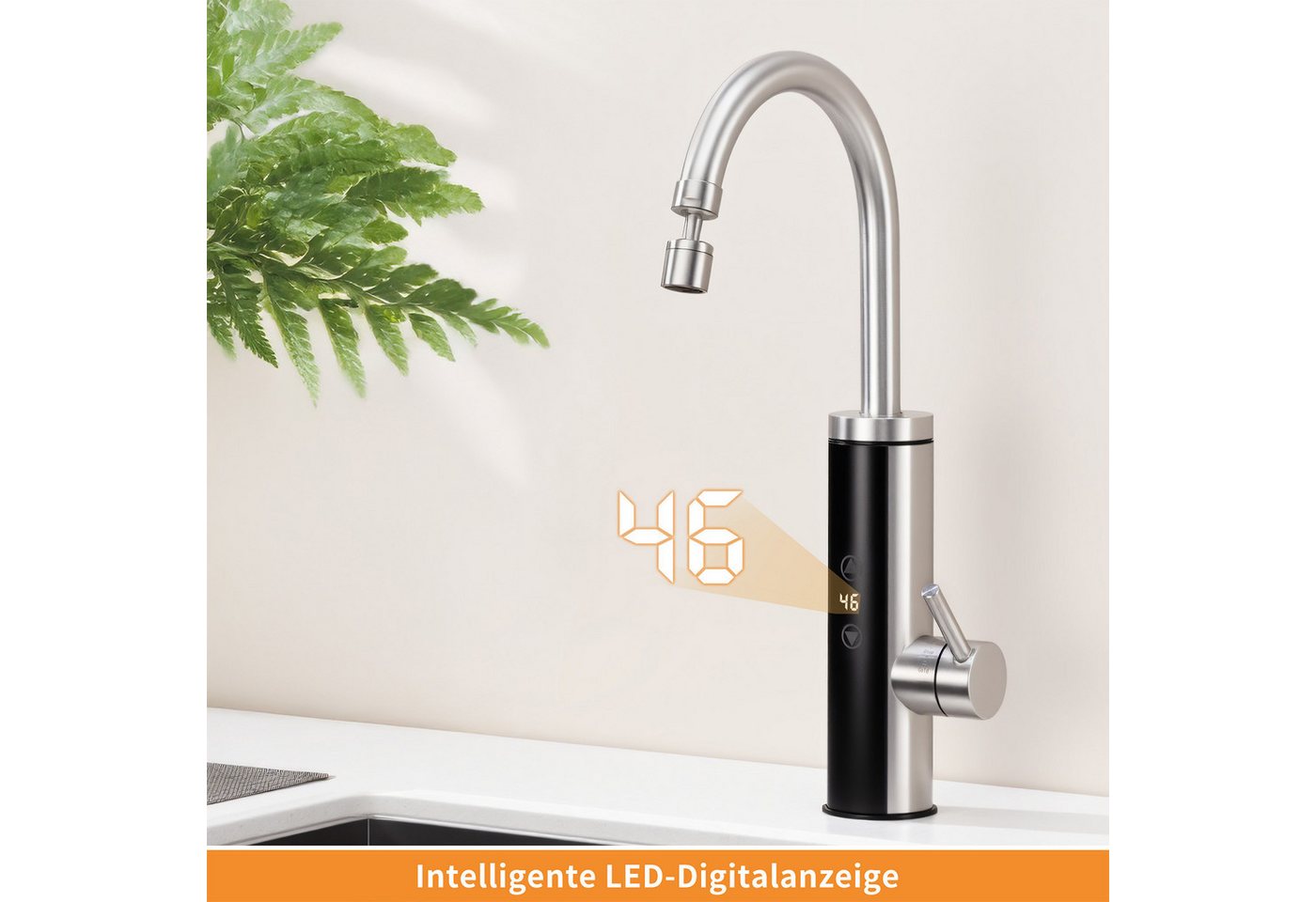 Thumbnail - HOMELODY Küchenarmatur mit Durchlauferhitzer, Wasserhahn 360° drehbar,3-Stufen Touchregelung spültischarmatur küche,Elek...