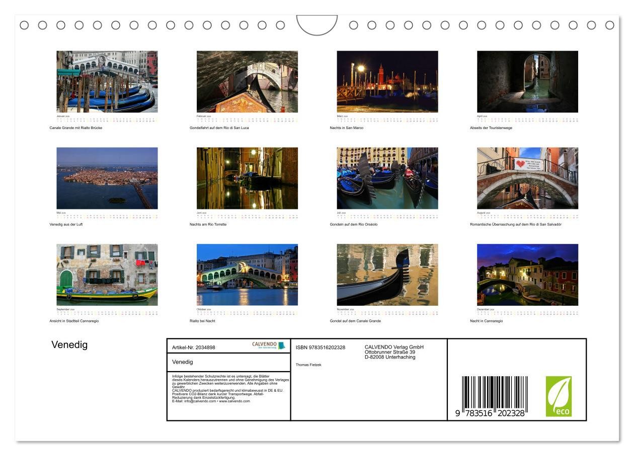 Thumbnail - CALVENDO Wandkalender Venedig (Wandkalender 2026 DIN A4 quer), CALVENDO Monatskalender