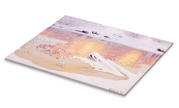 Posterlounge Acrylglasbild Gustaf Edolf Fjæstad, Sonnenreflexionen über Winterlandschaft, Wohnzimmer Natürlichkeit Malerei