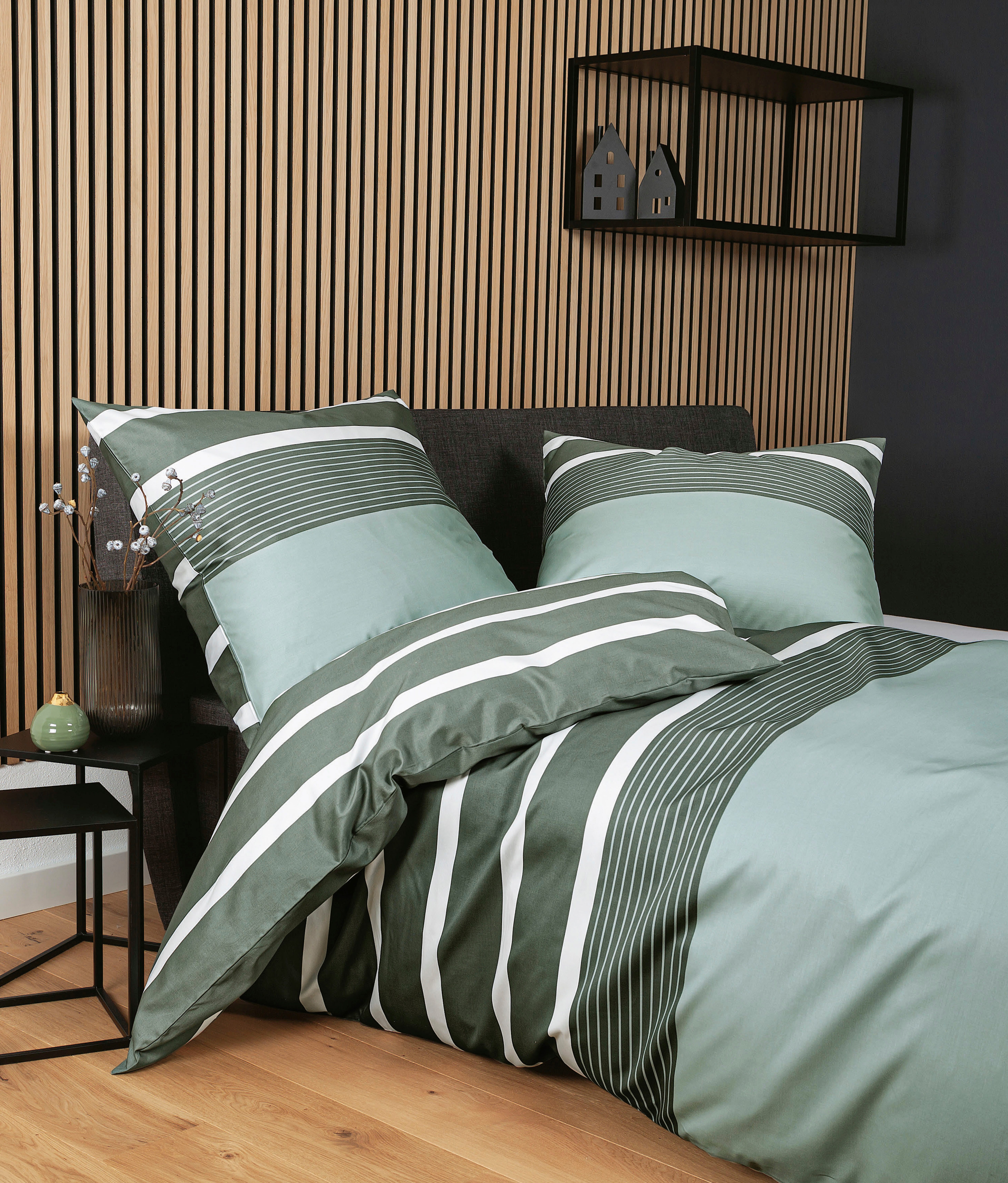 Janine Bettwäsche J. D. 8468, Mako-Satin, 2 teilig, Bettwäsche im Streifen-Design in verschiedenen Qualitäten