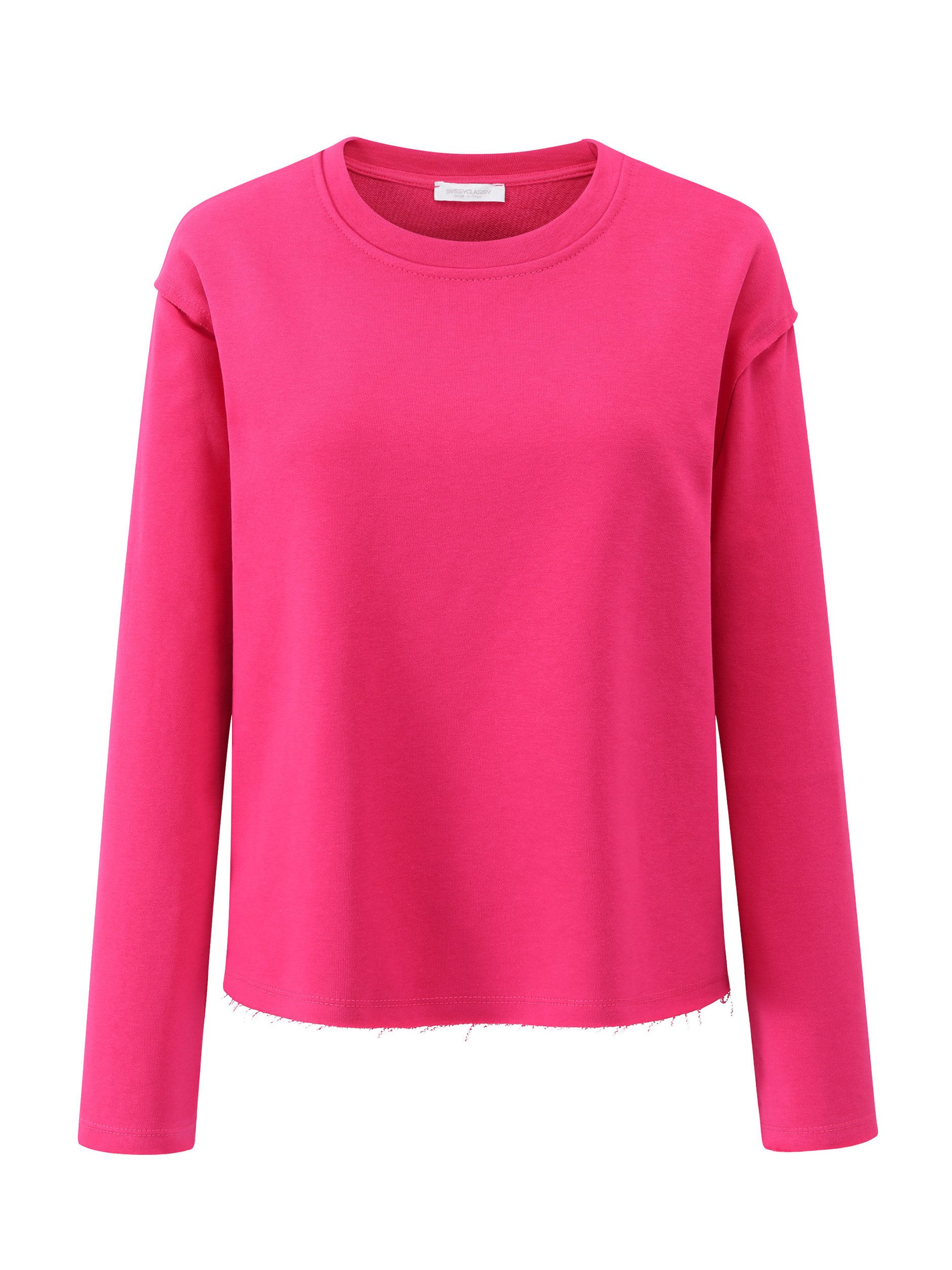 SASSYCLASSY Strickpullover Lässiges Sweatshirt aus Baumwollgemisch Damen Sweatshirt im oversized Fit mit Rundhalsausschnitt pink