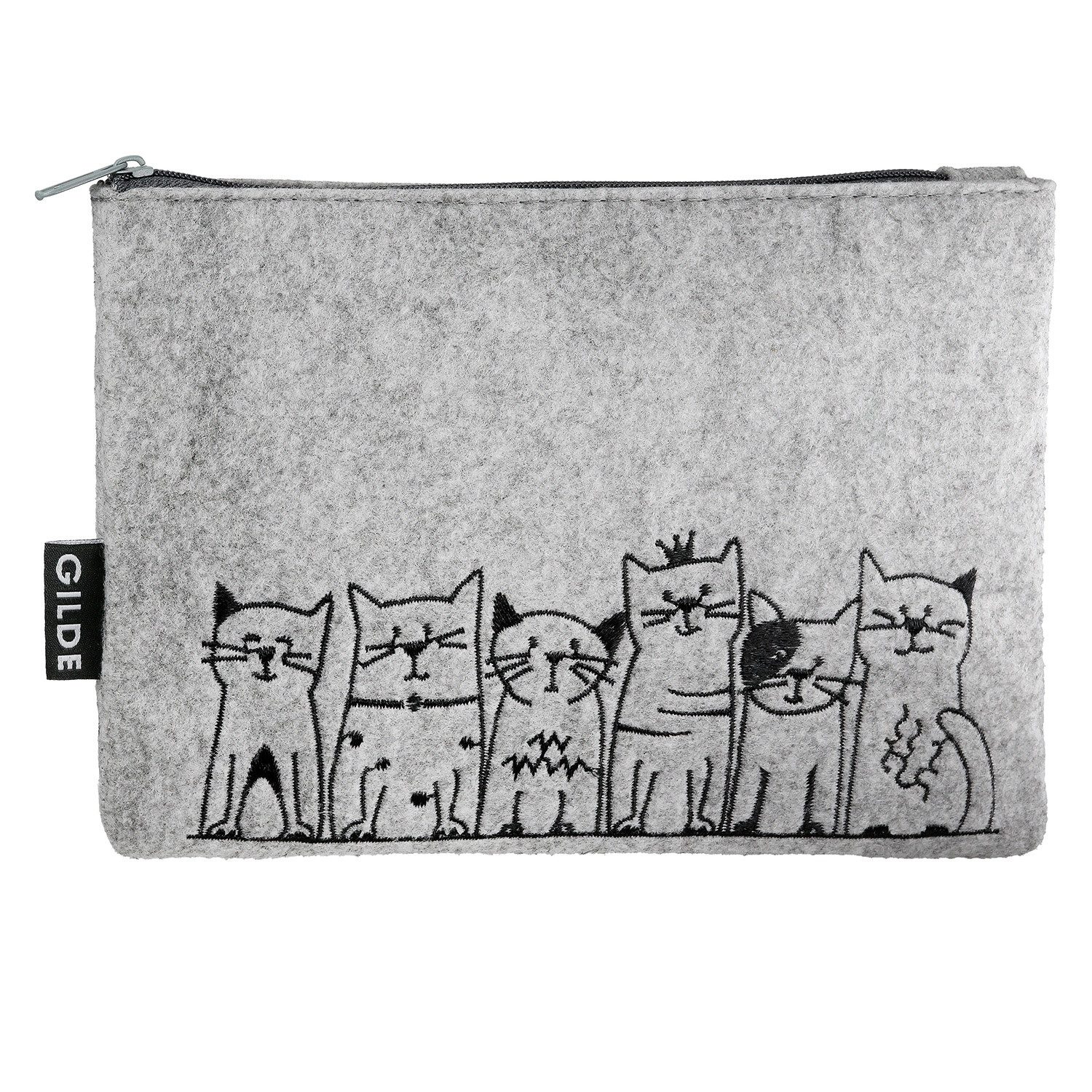 LK Trend & Style Aufbewahrungstasche Täschchen Katzenbande 2fach sort., 20x15 cm, Die bestickte Oberfläche verleiht dem Beutelchen eine besondere Haptik