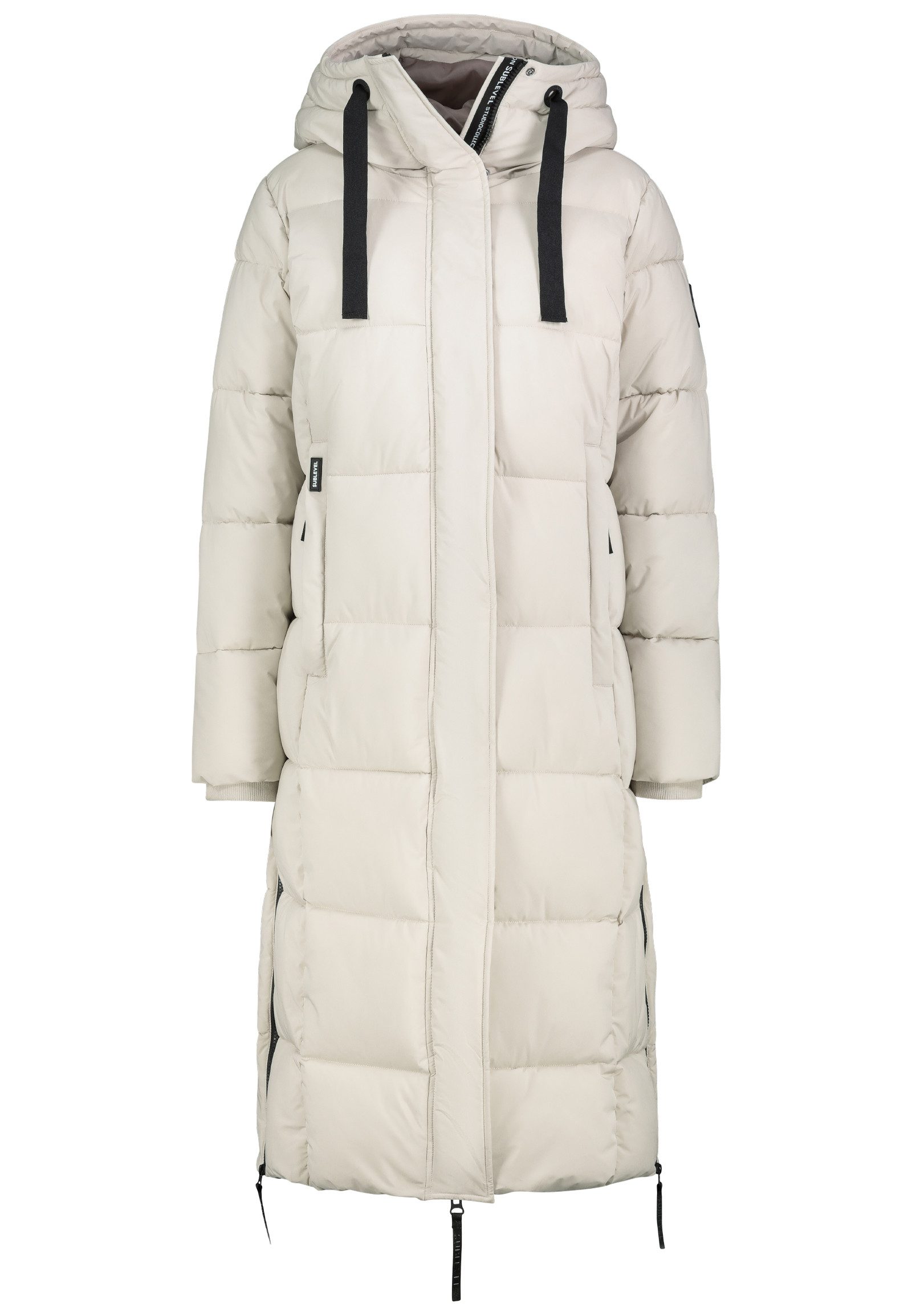 Steppjacke Damen Mantel Winterjacke Jacke extra lang geschnitten mit Kapuze