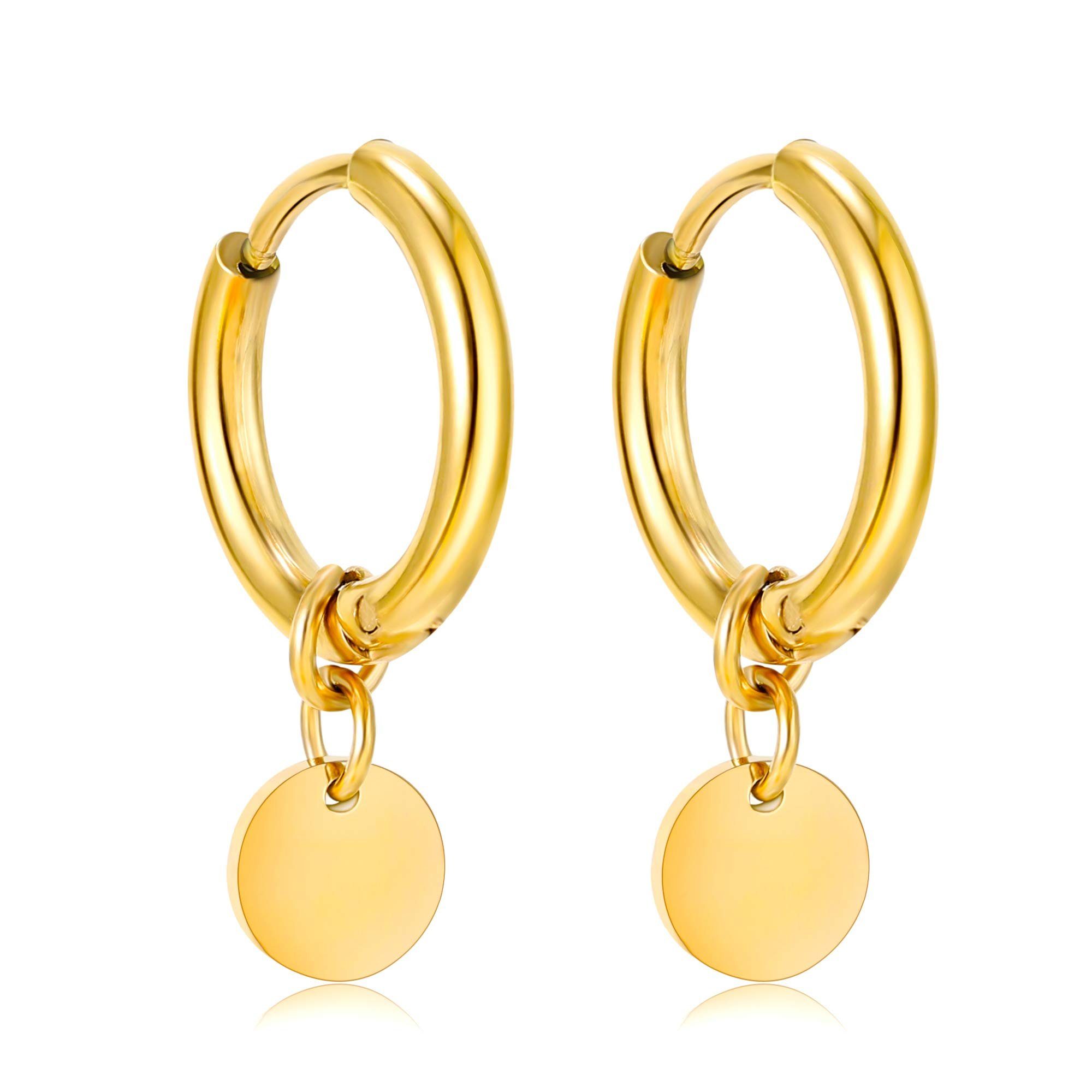 Kim Johanson Paar Creolen Plättchen Coin (2-tlg), Edelstahl günstig online kaufen