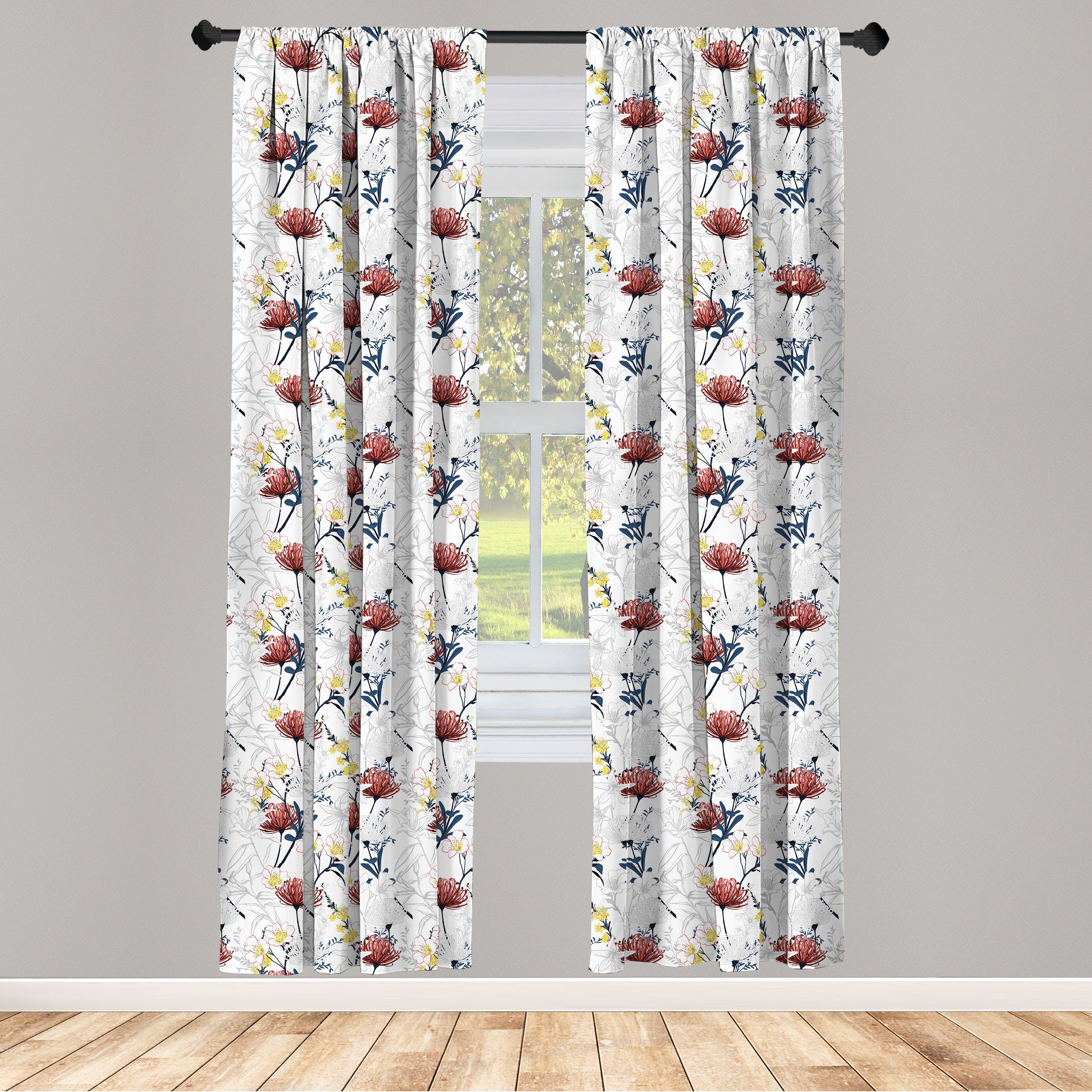 Gardine Vorhang für Wohnzimmer Schlafzimmer Dekor, Abakuhaus, Microfaser, Jahrgang Blühender Sommer Flora