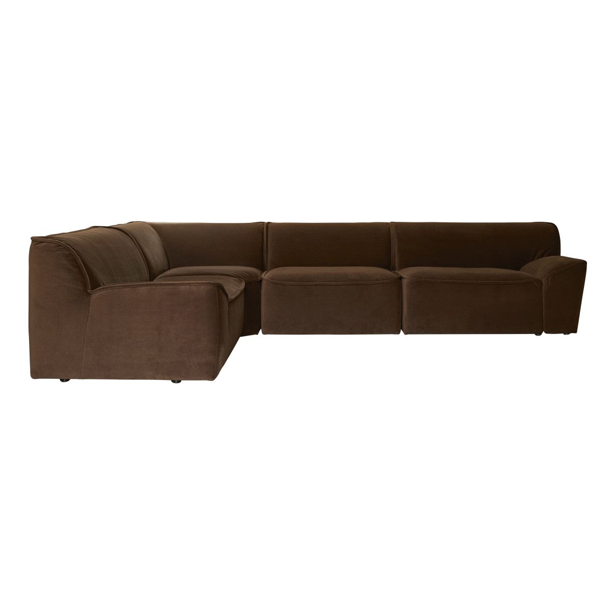Tikamoon Sofa Quinto - Modulares Ecksofa aus braunem Stoff, 4 Sitzer