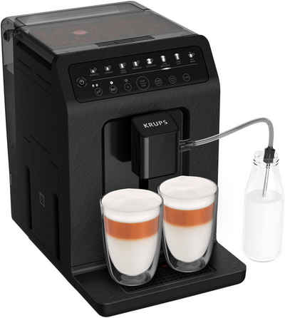 Krups Kaffeevollautomat EA897B Evidence ECOdesign, aus 62%* recyceltem Kunststoff und bis zu 90% recycelbar, automatische Espresso- und Cappuccino-Funktion, Quattro Force Technologie, One-Touch Tassen mit Milch, 8 Voreinstellungen, Milchsystem, Schwarz