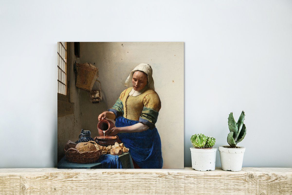 Meister Alte (1 St), Vermeer, Metall, - Gemälde Metallbild Alu-Dibond-Druck, Kunst Das - deko Aluminium MuchoWow aus - Milchmädchen
