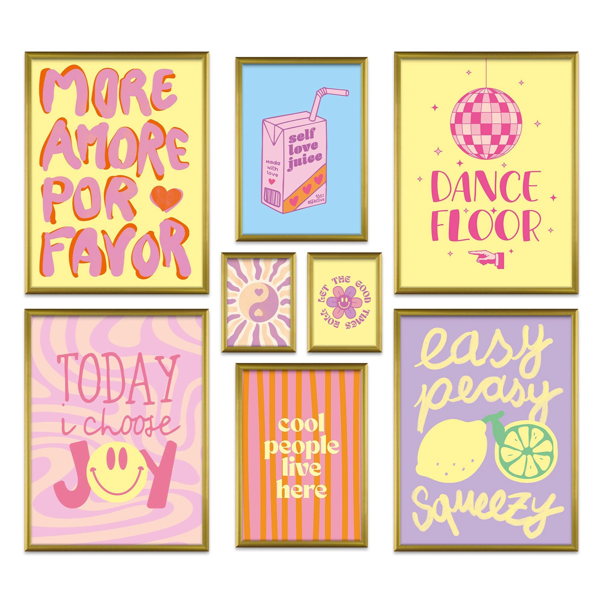 ARTFAVES Bilder-Collage Poster Set Fancy Dopamine Art I mehrteilige Bilderwand I Wandbilder Ab, (Wandbilder modern, 8 St)