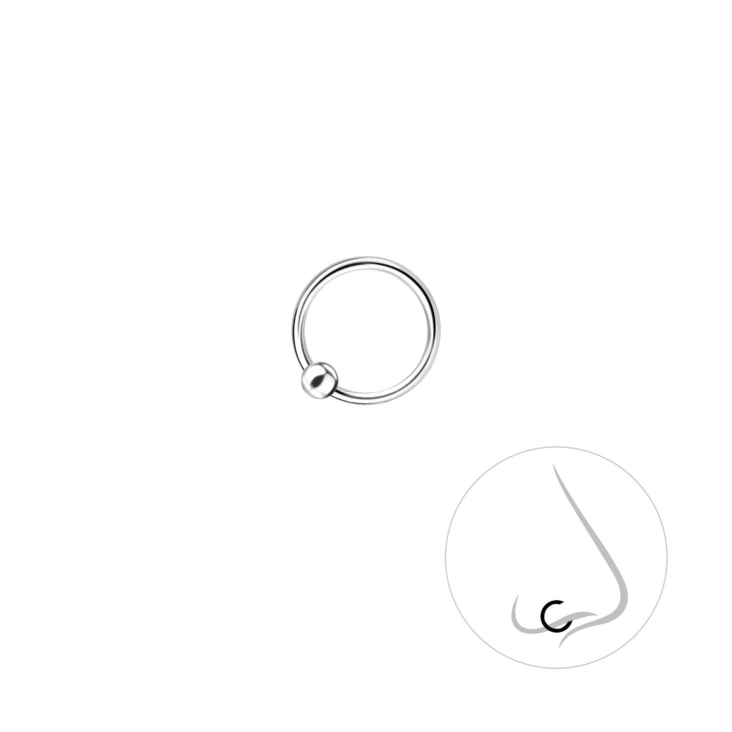 ALEXANDER YORK Nasenpiercing NASENRING 8 mm, 925 Sterling Silber