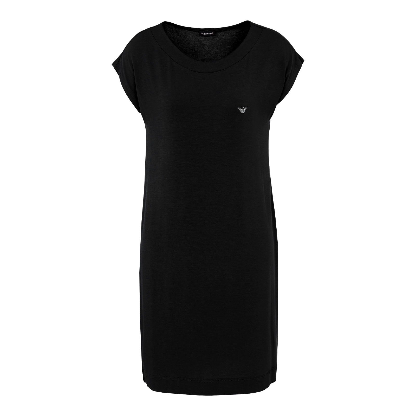 Emporio Armani Nachthemd Night Dress mit Strasssteinen verziertem kleinen Logo 00020 black
