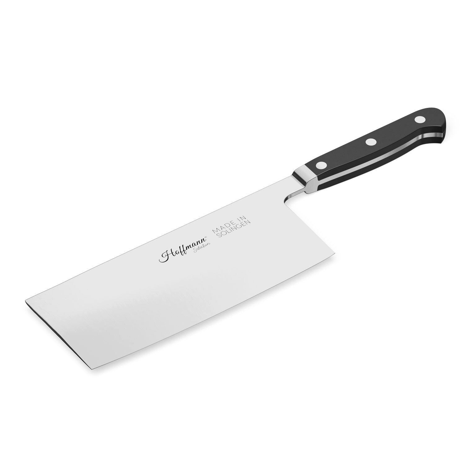 Hoffmann Germany Hackmesser Küchenbeil Chinesisch handgeschmiedet Solingen 18 cm – rostfrei, X50CrMoV15, 58 HRC, Glatter Schliff, POM-Griff, Solingen