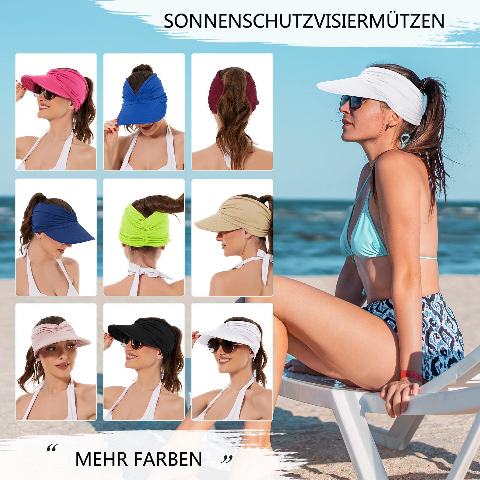 Bextsrack Strohhut Strohhut Sun Visor Hüte für Damen, verstellbare leichte Sommerhut