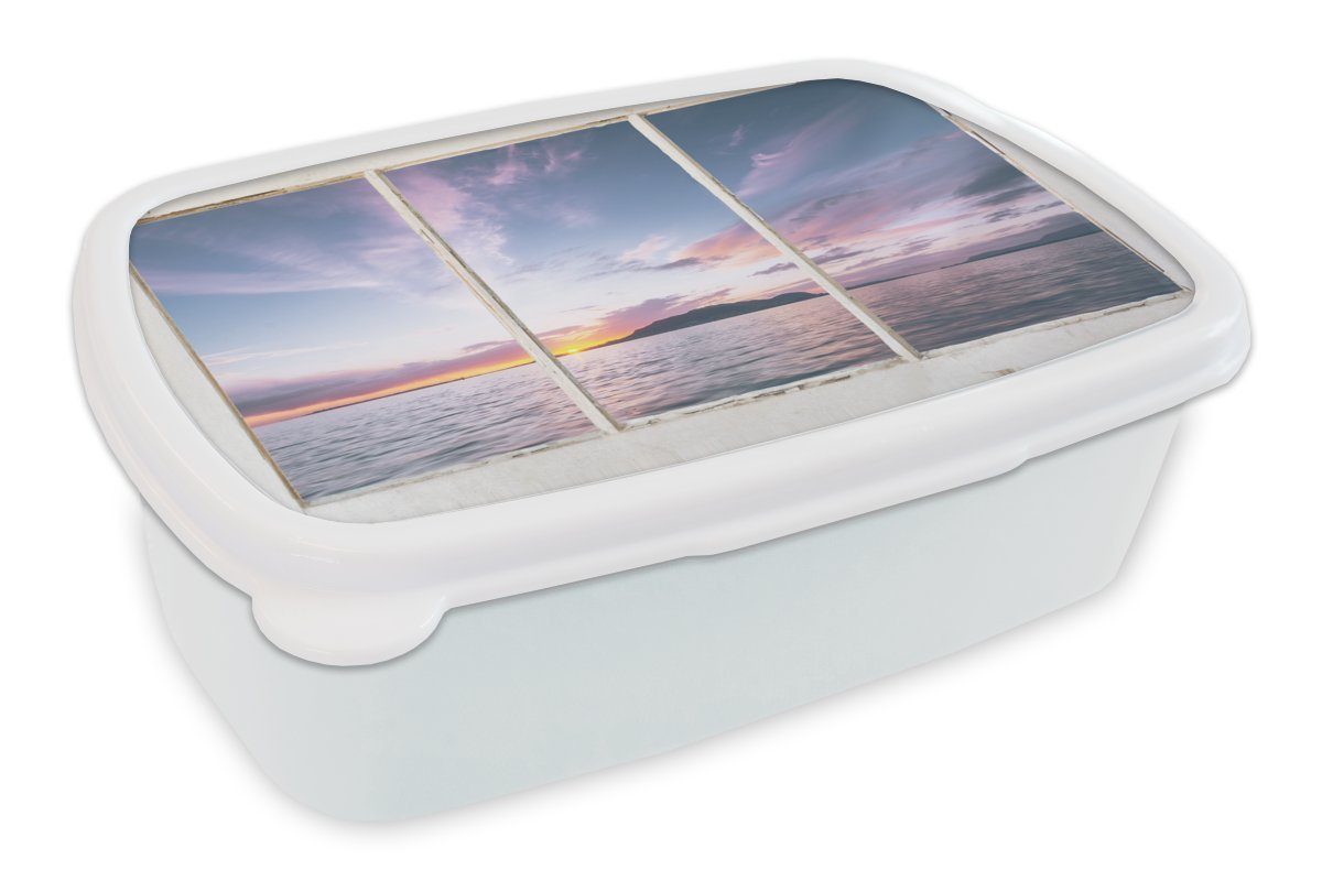 MuchoWow Lunchbox Aussicht - Insel und Meer, Brotbox Jungs (2-tlg), für Kinder Mädchen Kunststoff, für Erwachsene, - und Brotdose, weiß