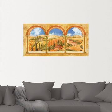 Artland Wandbild Drei Torbögen mit Blick in die Toskana, Fensterblick (1 St), als Leinwandbild, Wandaufkleber in verschied. Größen