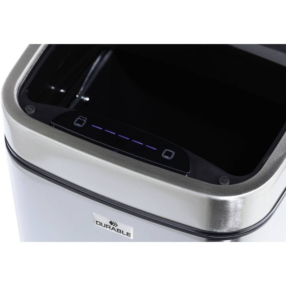 DURABLE Mülleimer Sensor-Treteimer NO TOUCH für 6L, Edelstahl 342023, One-Touch-Deckelöffnung