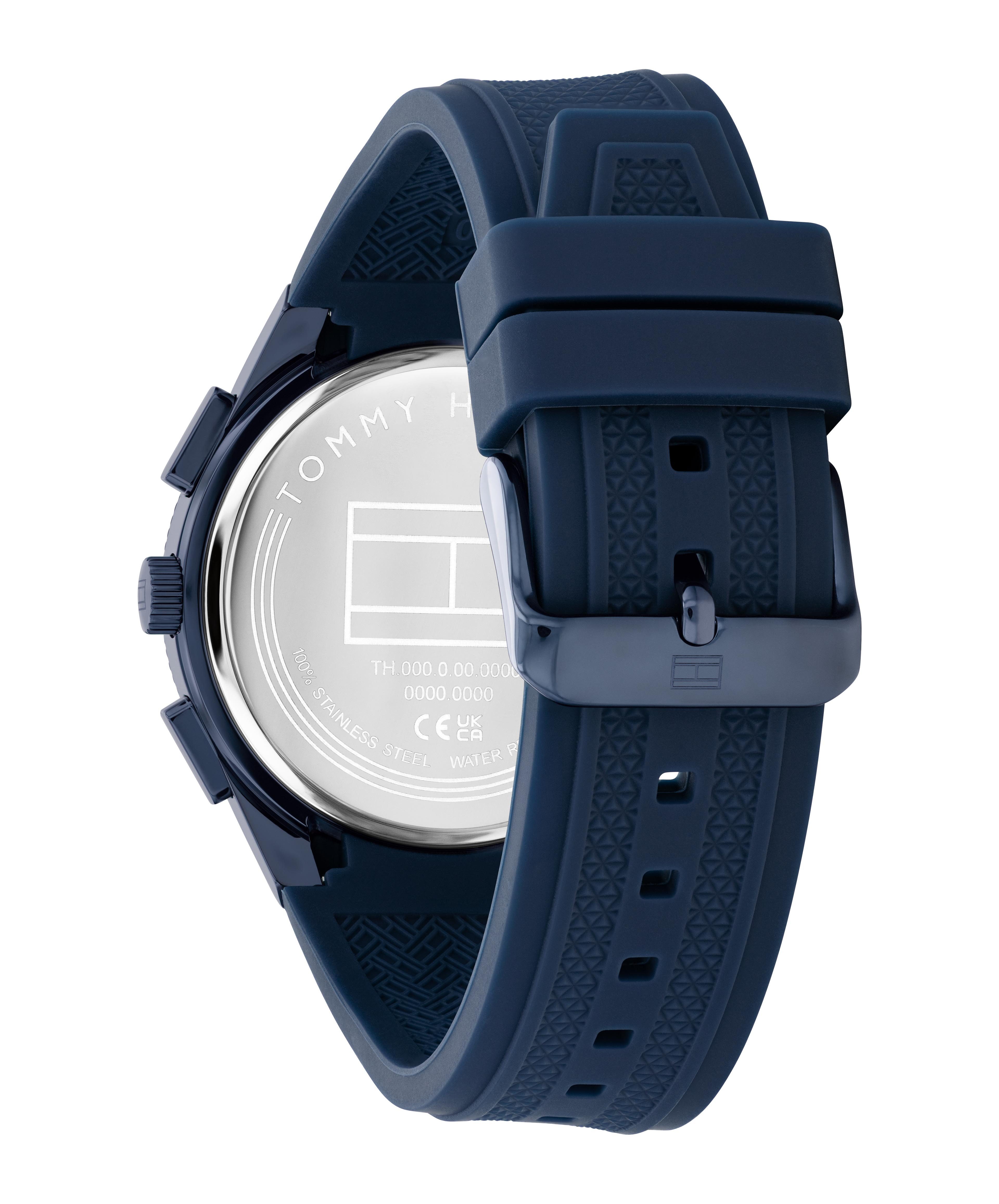 Tommy Hilfiger Multifunktionsuhr Sam 1792252, Quarzuhr, Armbanduhr, Herrenuhr, Silikonarmband, analog, Tag