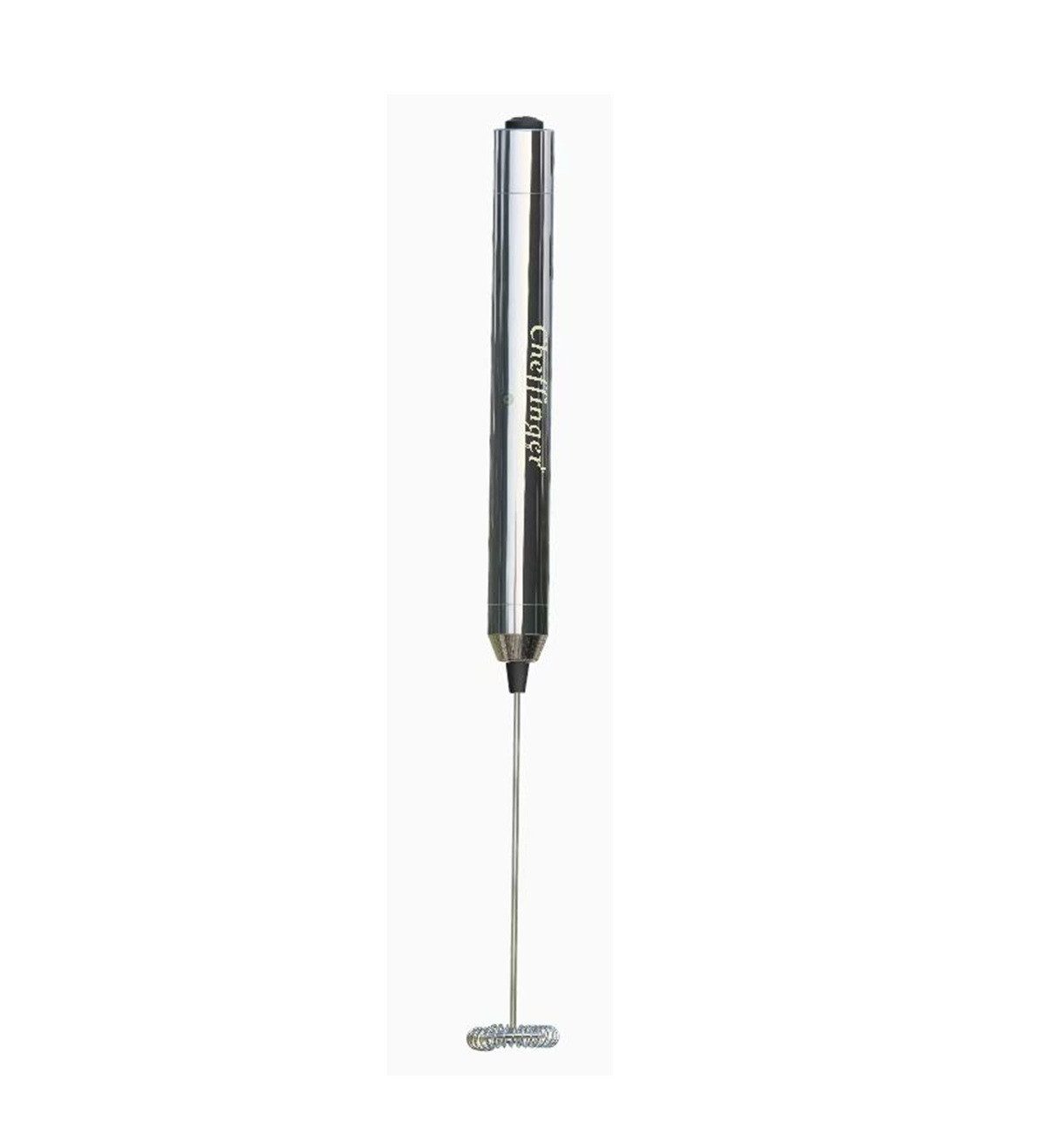 Cheffinger Milchaufschäumer mit Edelstahl-Schneebesen, 20 cm, Schwarz, ergonomisches Design, Edelstahl-Schneebesen, batteriebetrieben