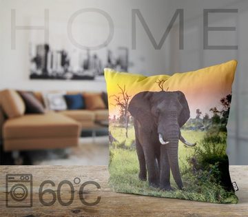 Kissenbezug, VOID (1 Stück), Sofa-Kissen Elefant Sonnenuntergang Kissenbezug Elefant Afrika Safari Dschungel Zoo Dickhäu