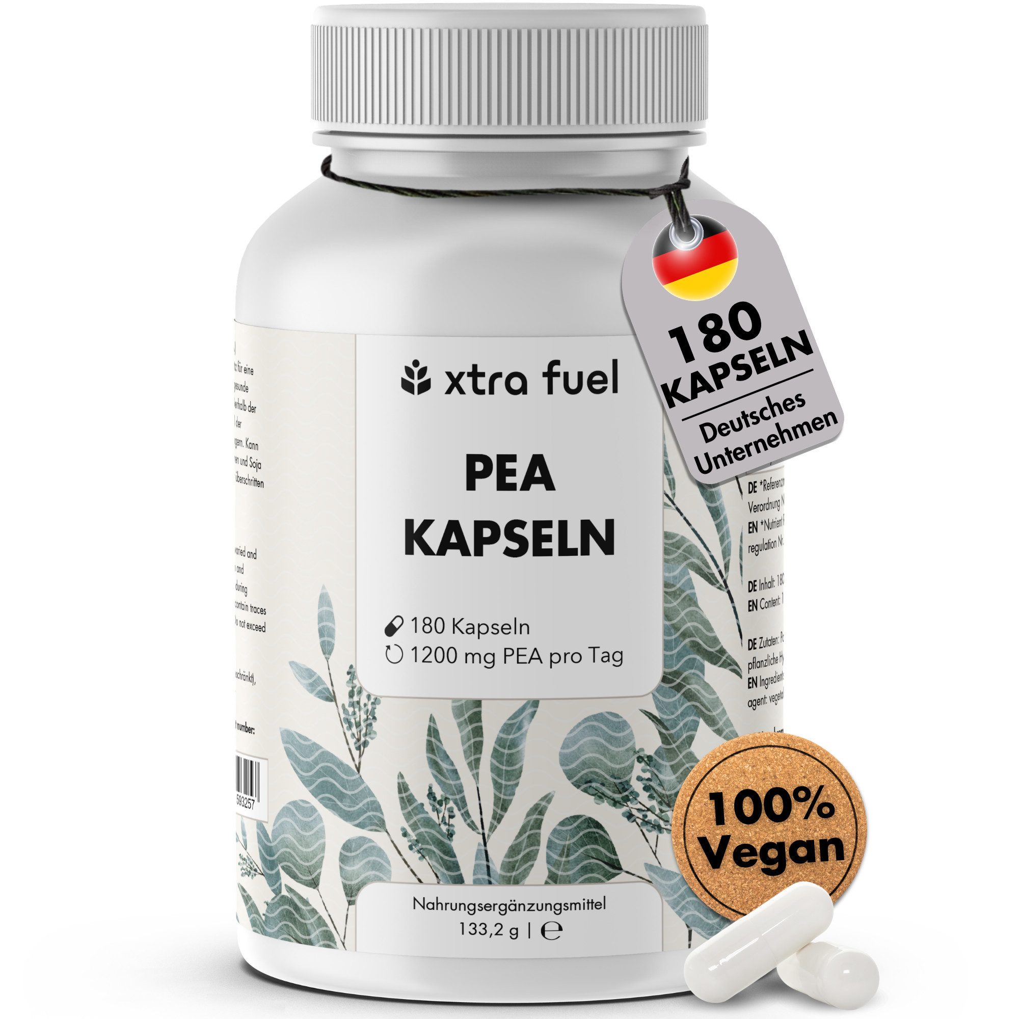 XTRA FUEL PEA Kapseln - Mikronisiertes Palmitoylethanolamid - 1200mg pro Tag Kapsel, 133.2 g