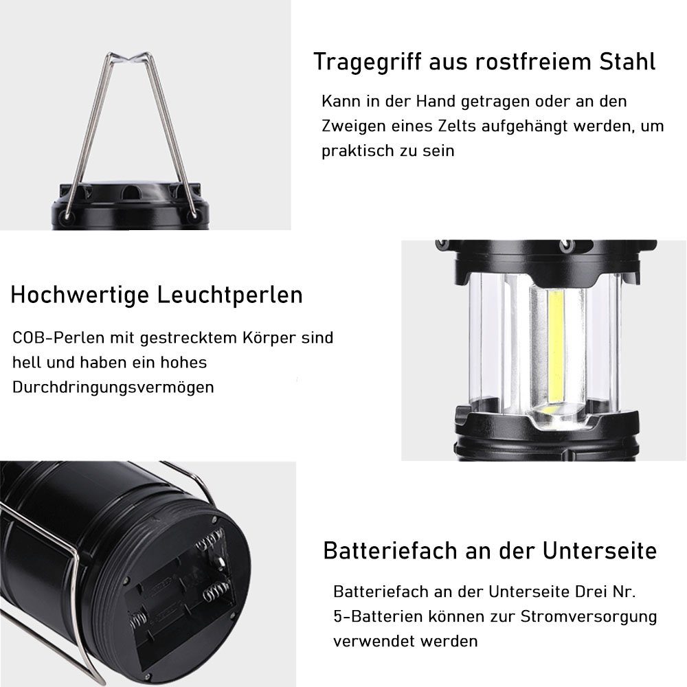 Laterne Abenteuer Batteriebetrieben zggzerg Lamp 2 Lamp, Faltbar Tragbar Stück Camping LED