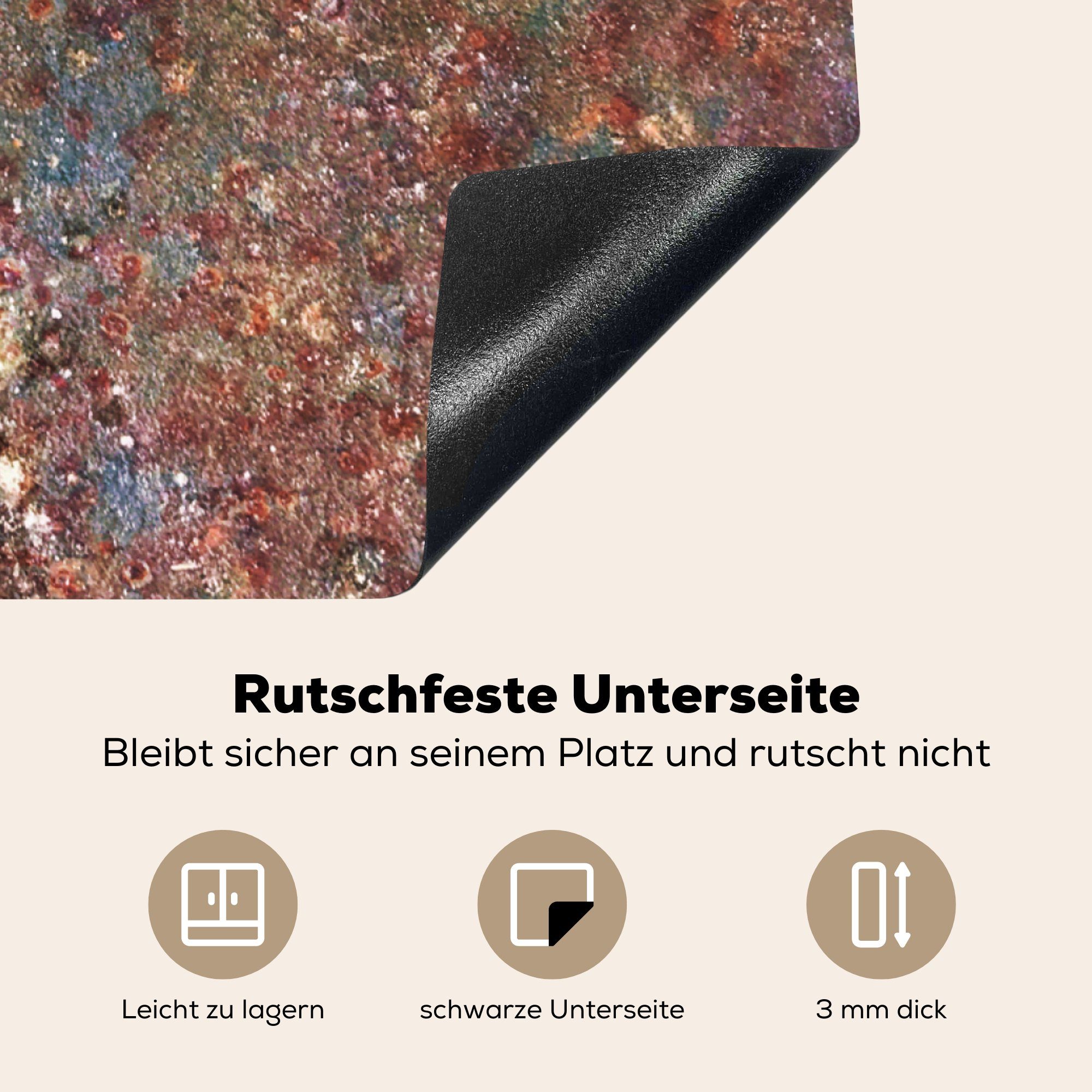 küche Rost cm, - für Retro, Vinyl, Arbeitsplatte Ceranfeldabdeckung, Eisen - 78x78 (1 tlg), Herdblende-/Abdeckplatte MuchoWow