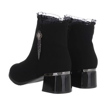 Ital-Design Damen Elegant Stiefelette Blockabsatz Klassische Stiefeletten in Schwarz