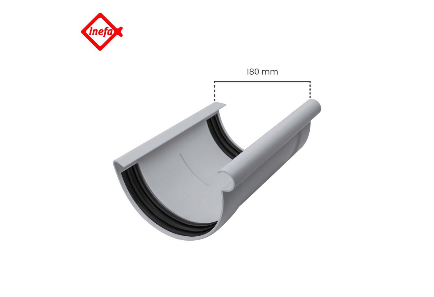 Thumbnail - INEFA Dachrinne Rinnenverbinder halbrund, NW 180, Dachrinnenverbinder aus PVC-U Kunststoff, einfache Montage