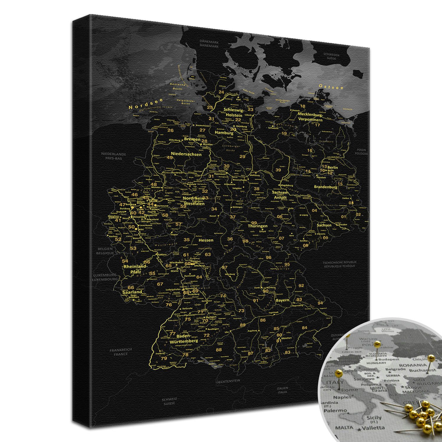 LANA KK Leinwandbild Deutschlandkarte Pinnwand zum günstig online kaufen
