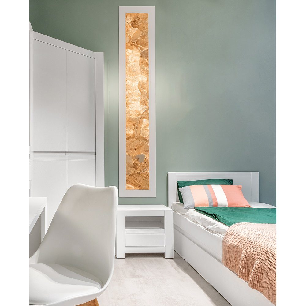 Lomadox Jugendzimmer-Set NAVA-129, (Sparset, 3-tlg), weiß, Eckkleiderschrank Nachtschrank, Liegefläche 90x200 Bettschublade