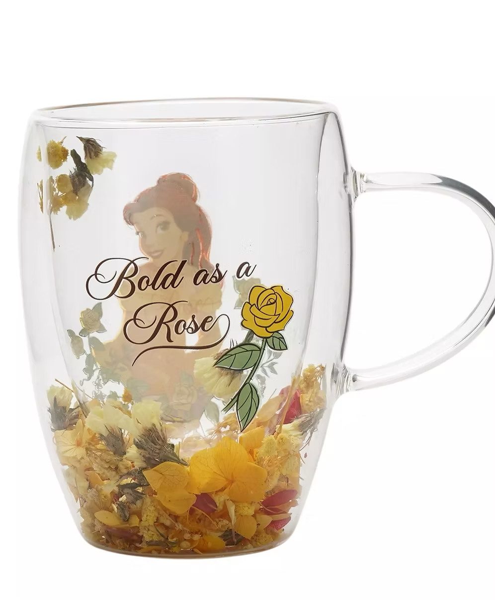 Disney Glas Designer Pastell Glas Belle Die Schöne & das Biest 3D Blumen Effekt, 1-tlg.