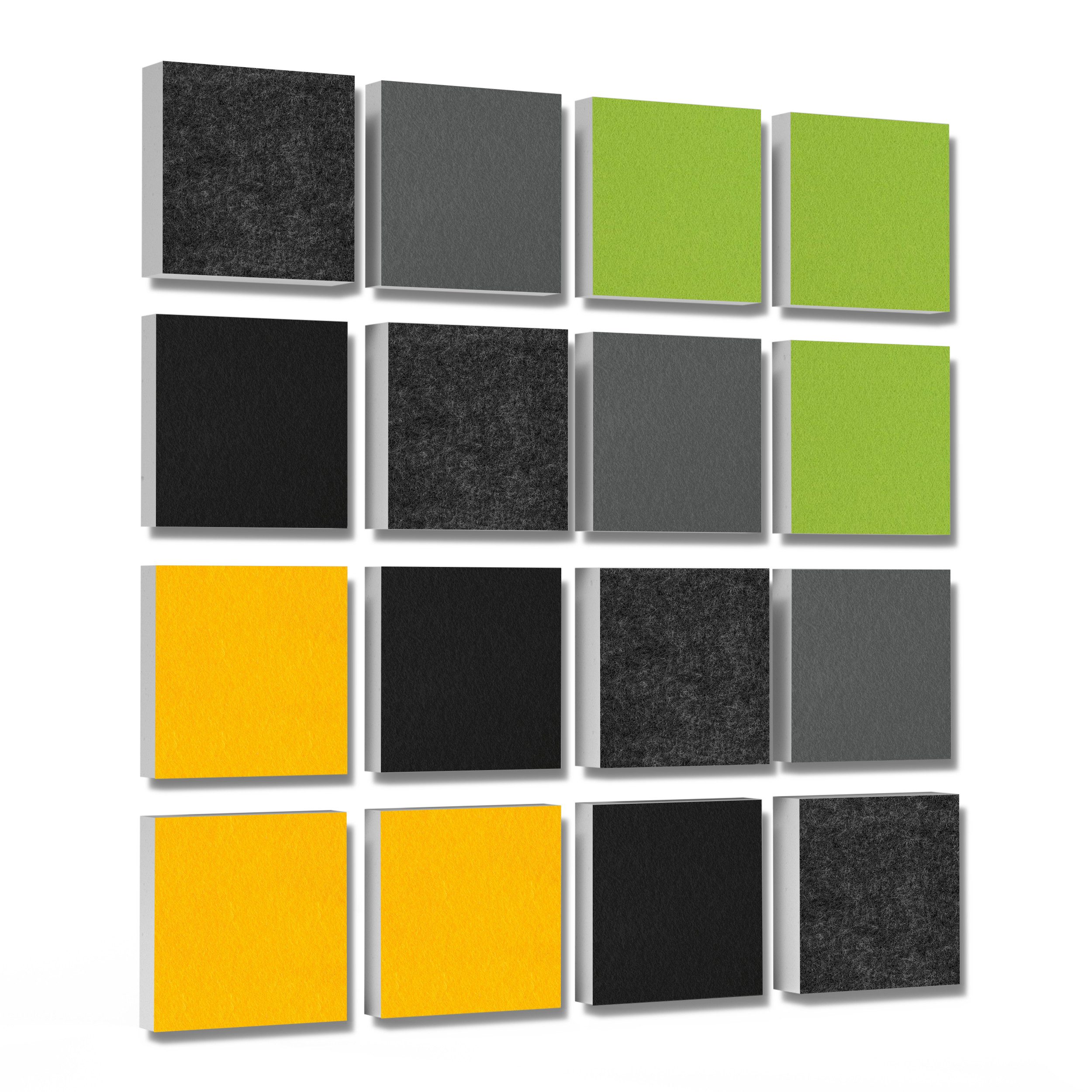 platino24 Akustikplatte 16 Elemente 3D-Set Colore Quadrat 27,5 x 27,5 cm Multicolore